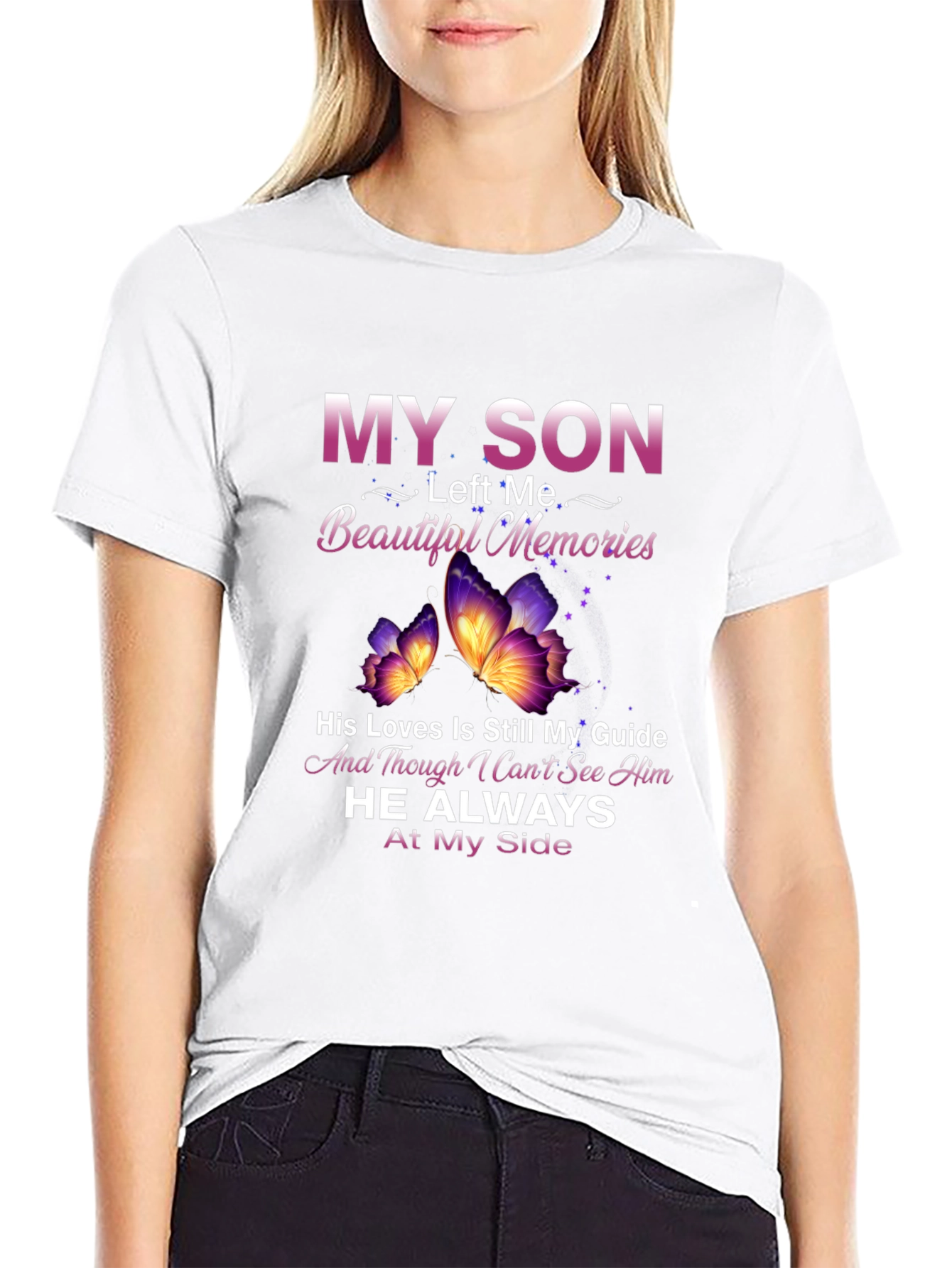 In Memory of Son T-Shirt - Butterfly Design