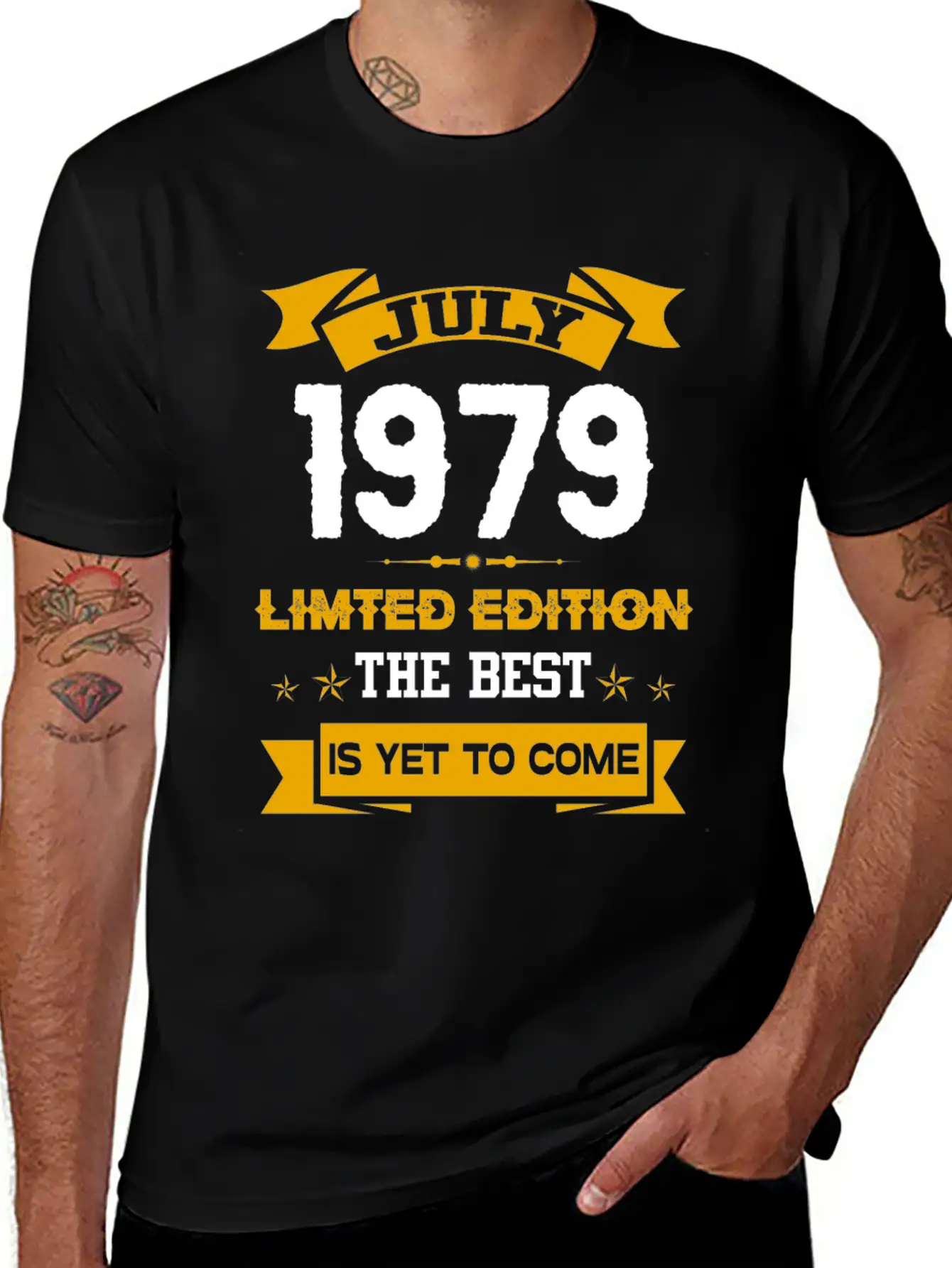 July 1979 Birthday Surprise Unisex Short Sleeve Soft Cotton T-Shirt – Casual Everyday Wear