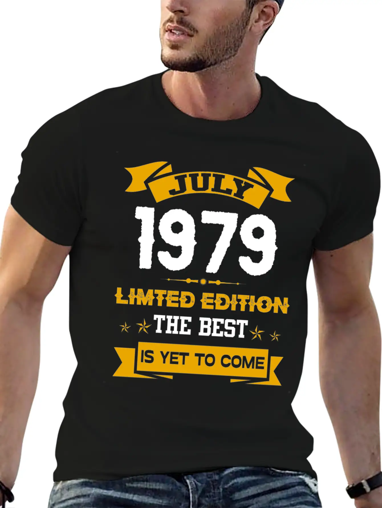July 1979 Birthday Surprise Unisex Short Sleeve Soft Cotton T-Shirt – Casual Everyday Wear