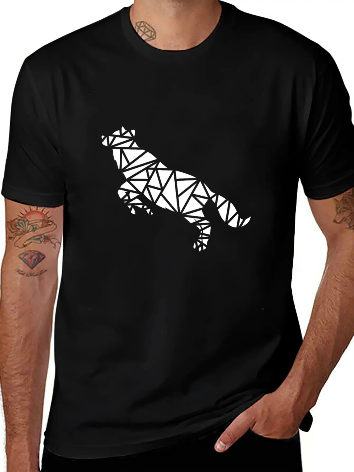 Jumping Wolf Unisex Short Sleeve Soft Cotton T-Shirt – Casual Everyday Wear