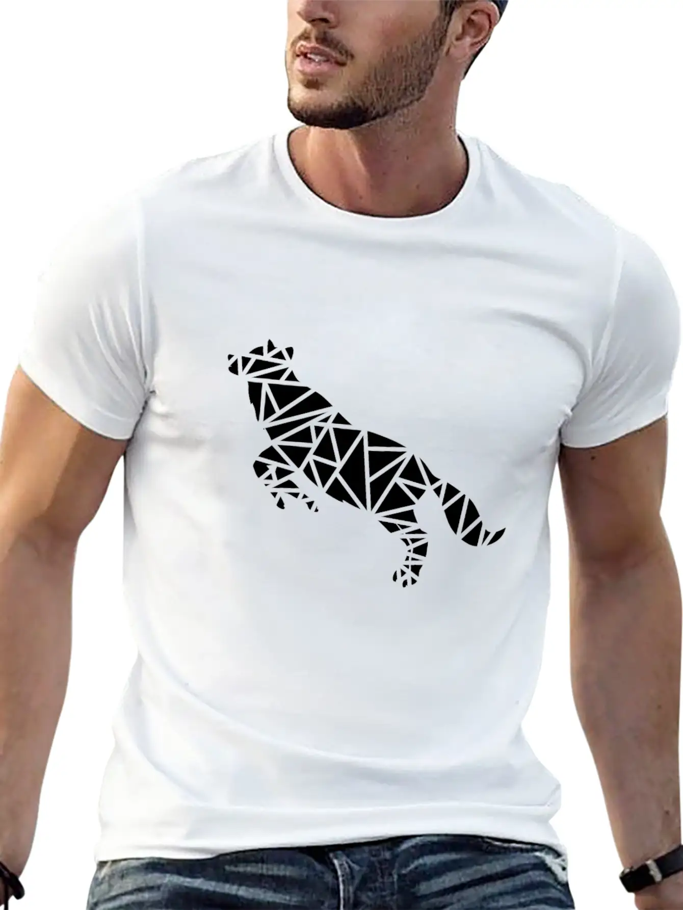 Jumping Wolf Unisex Short Sleeve Soft Cotton T-Shirt – Casual Everyday Wear