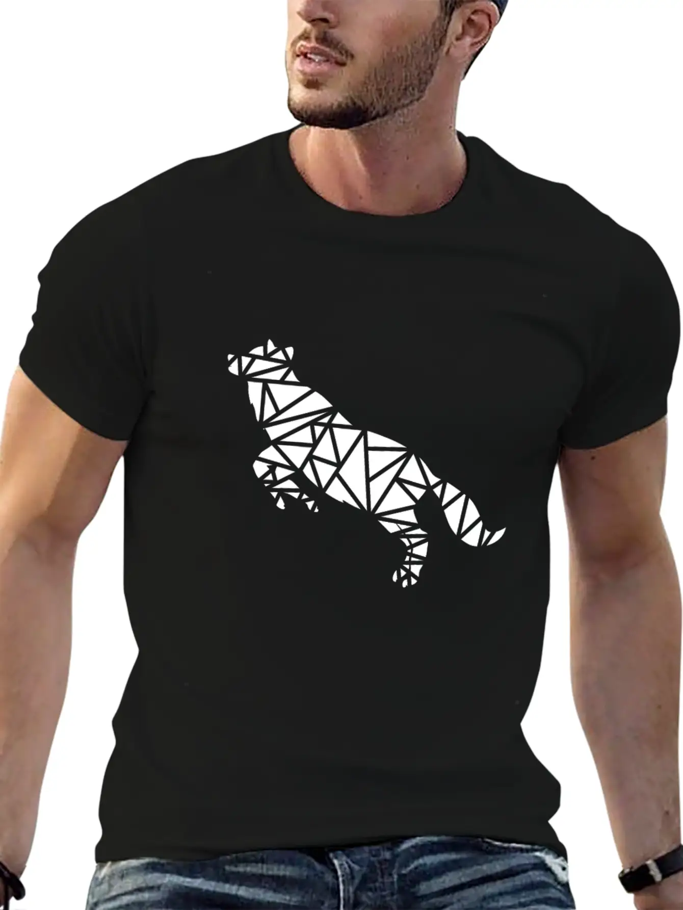 Jumping Wolf Unisex Short Sleeve Soft Cotton T-Shirt – Casual Everyday Wear