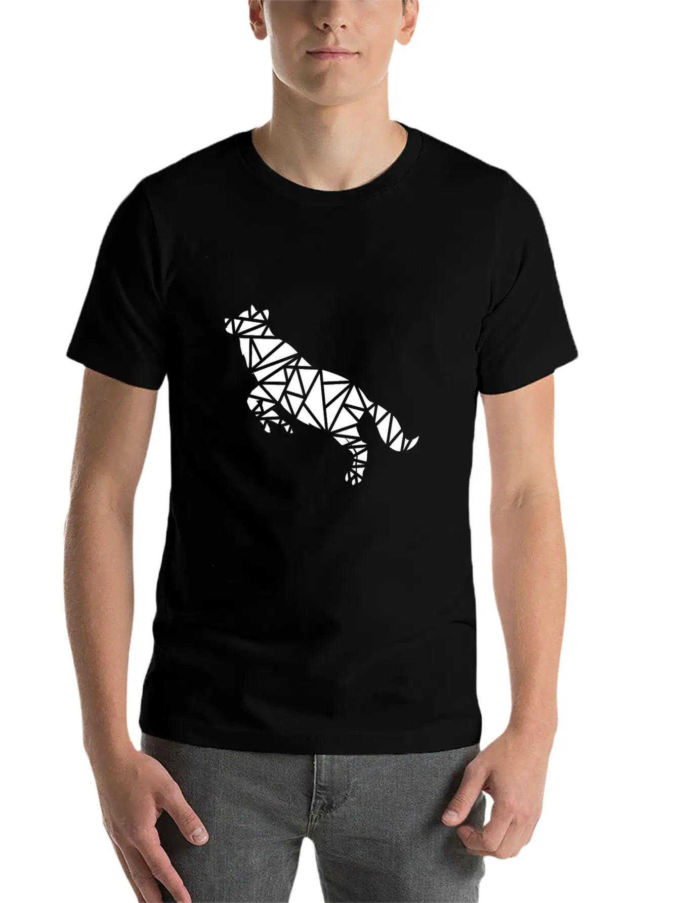 Jumping Wolf Unisex Short Sleeve Soft Cotton T-Shirt – Casual Everyday Wear