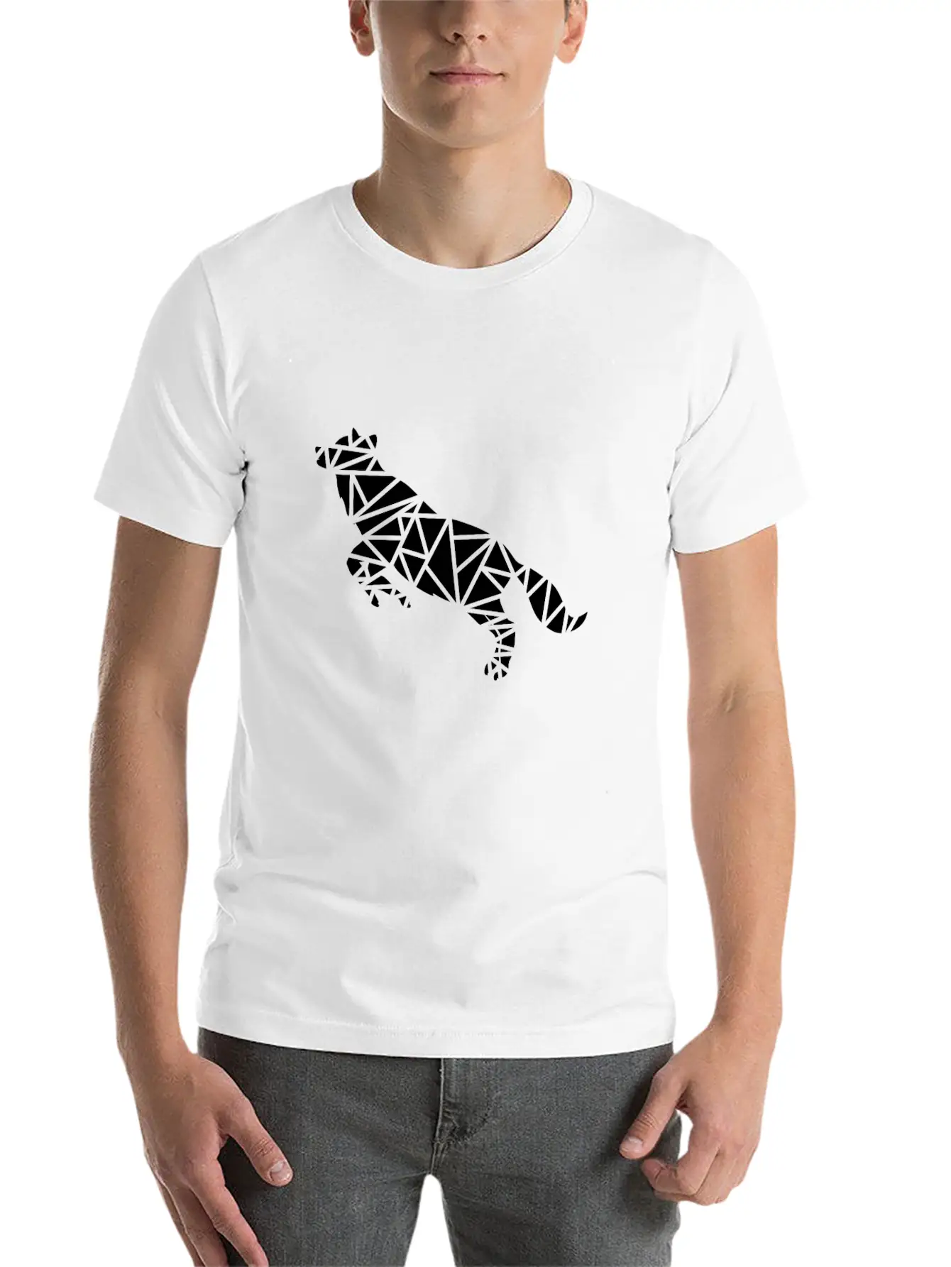 Jumping Wolf Unisex Short Sleeve Soft Cotton T-Shirt – Casual Everyday Wear