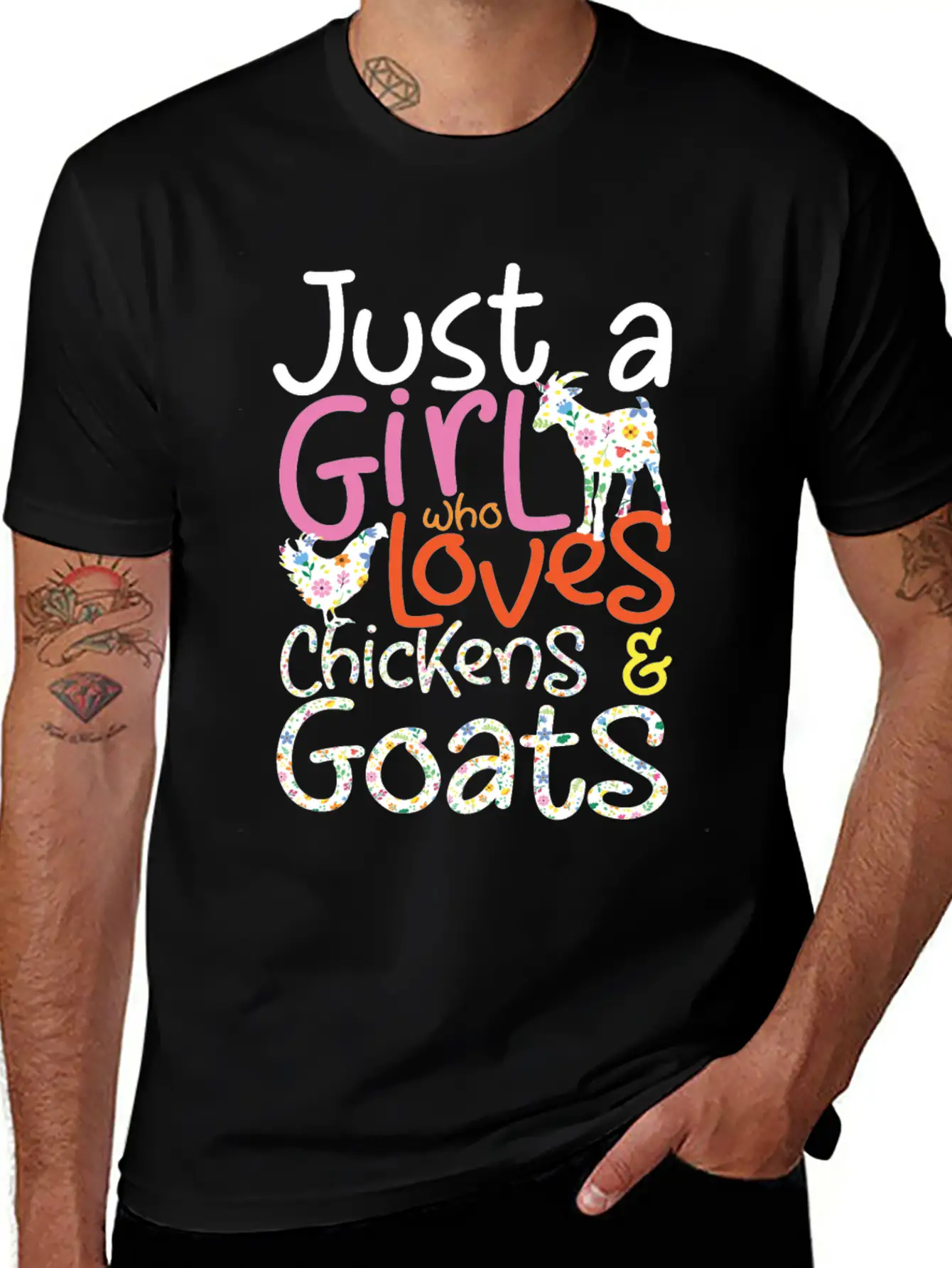 Just A Girl Who Loves Chickens & Goats | Farmlife Timeless Short Sleeve Tee – Comfy And Minimalist Design
