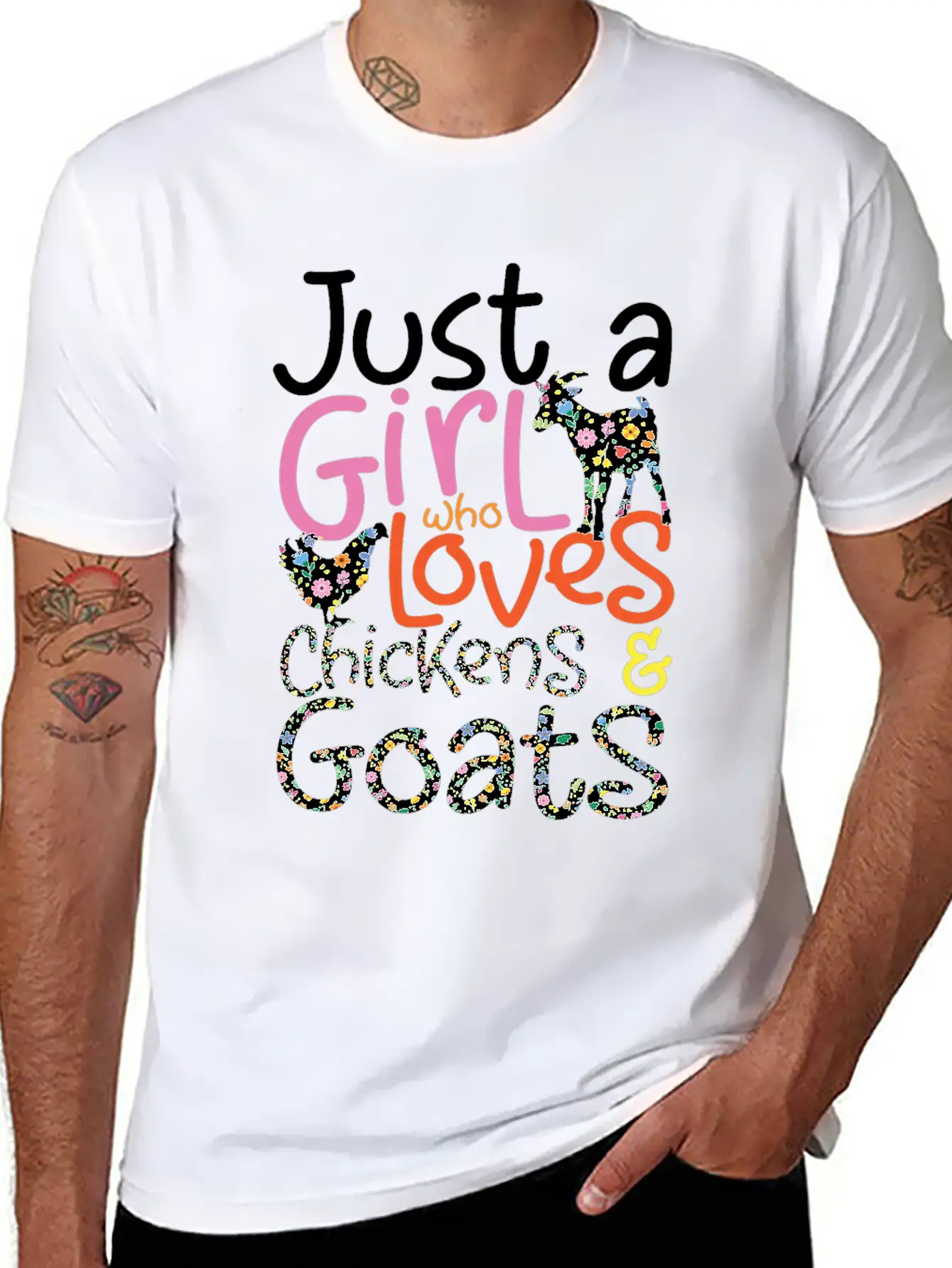 Just A Girl Who Loves Chickens & Goats | Farmlife Timeless Short Sleeve Tee – Comfy And Minimalist Design