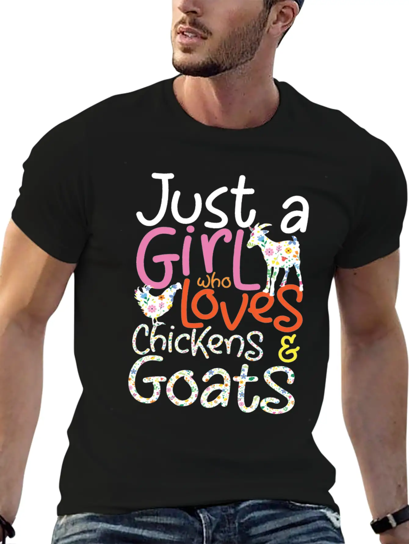 Just A Girl Who Loves Chickens & Goats | Farmlife Timeless Short Sleeve Tee – Comfy And Minimalist Design