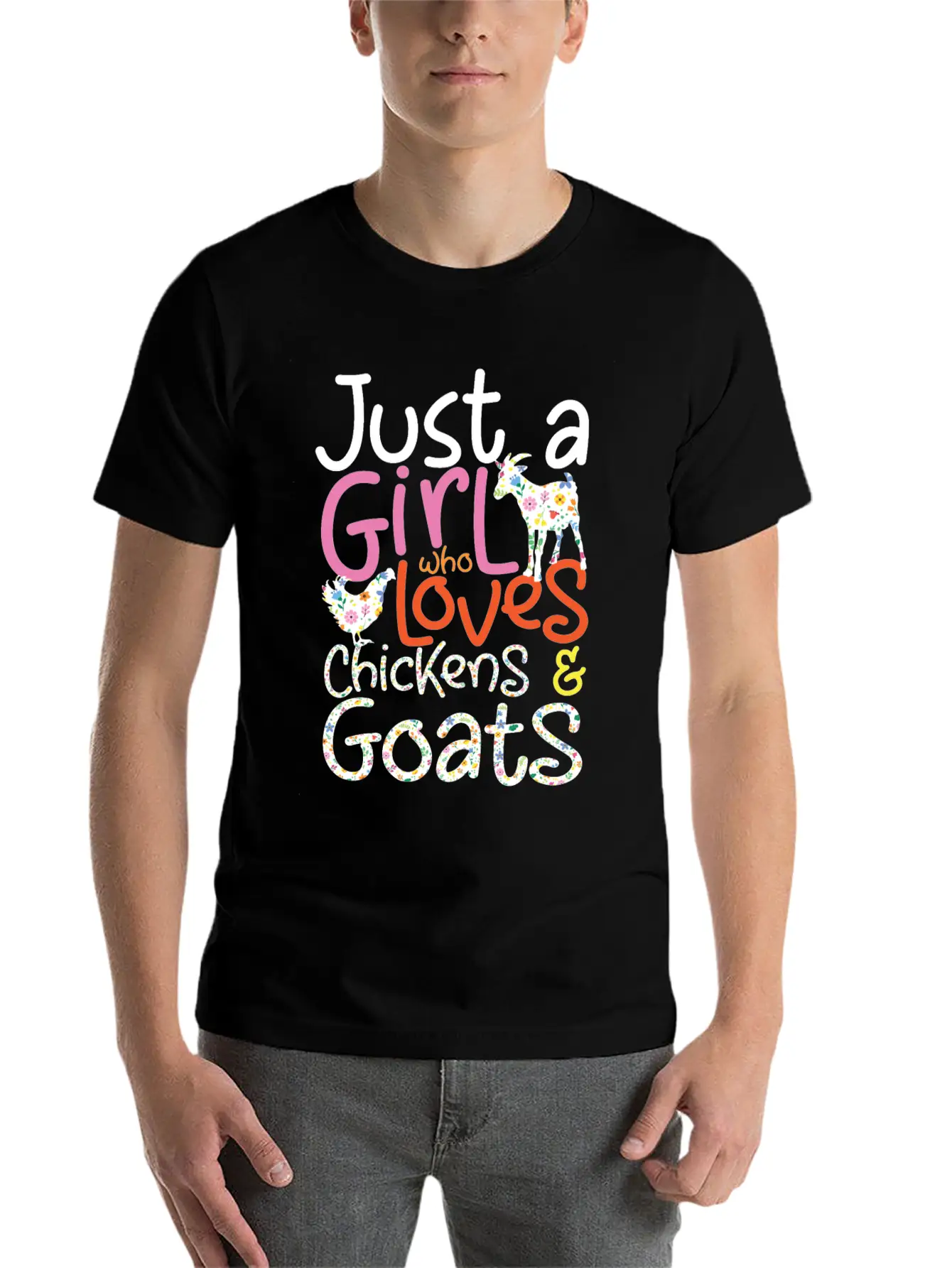 Just A Girl Who Loves Chickens & Goats | Farmlife Timeless Short Sleeve Tee – Comfy And Minimalist Design