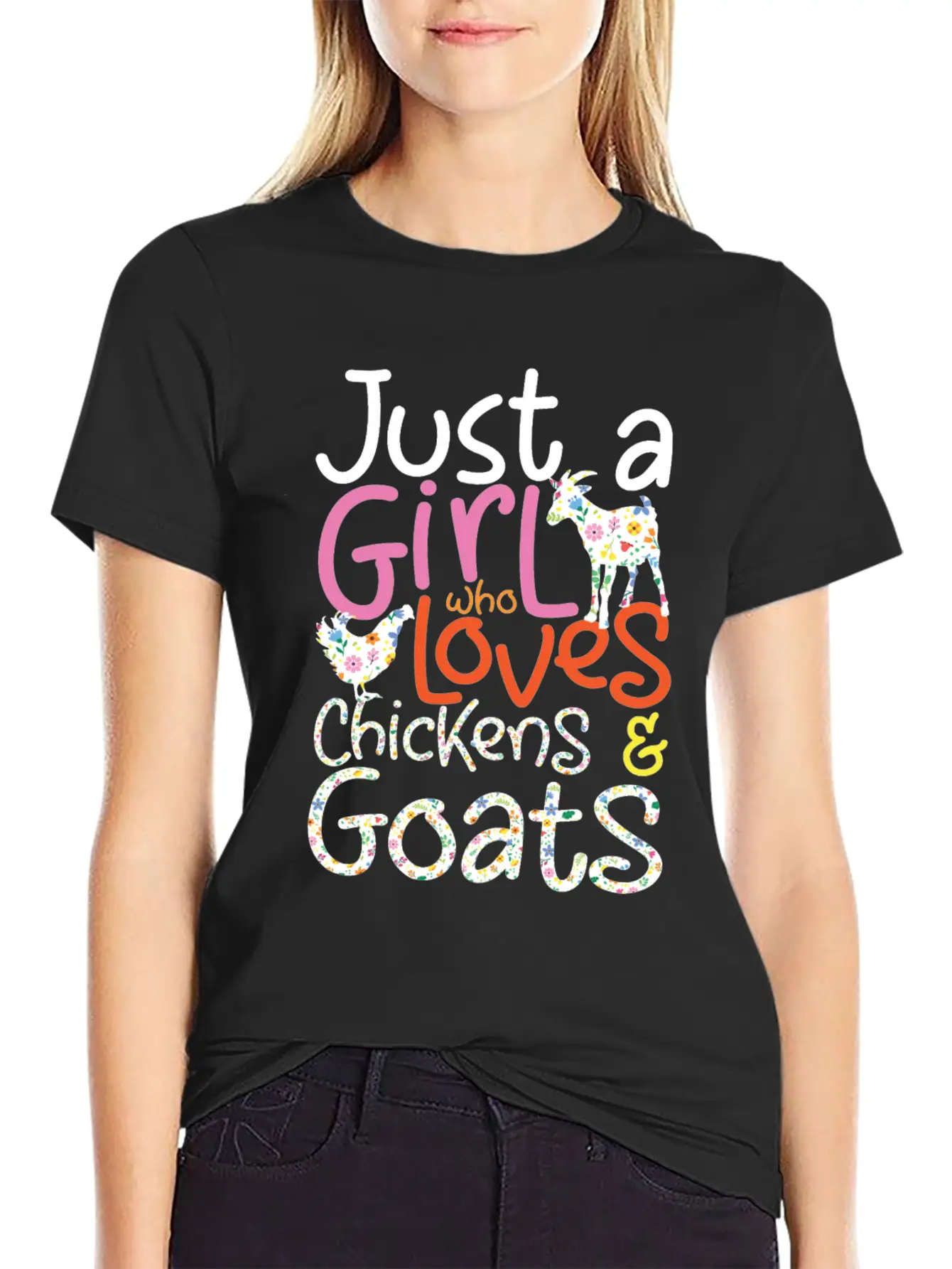 Just A Girl Who Loves Chickens & Goats | Farmlife Timeless Short Sleeve Tee – Comfy And Minimalist Design