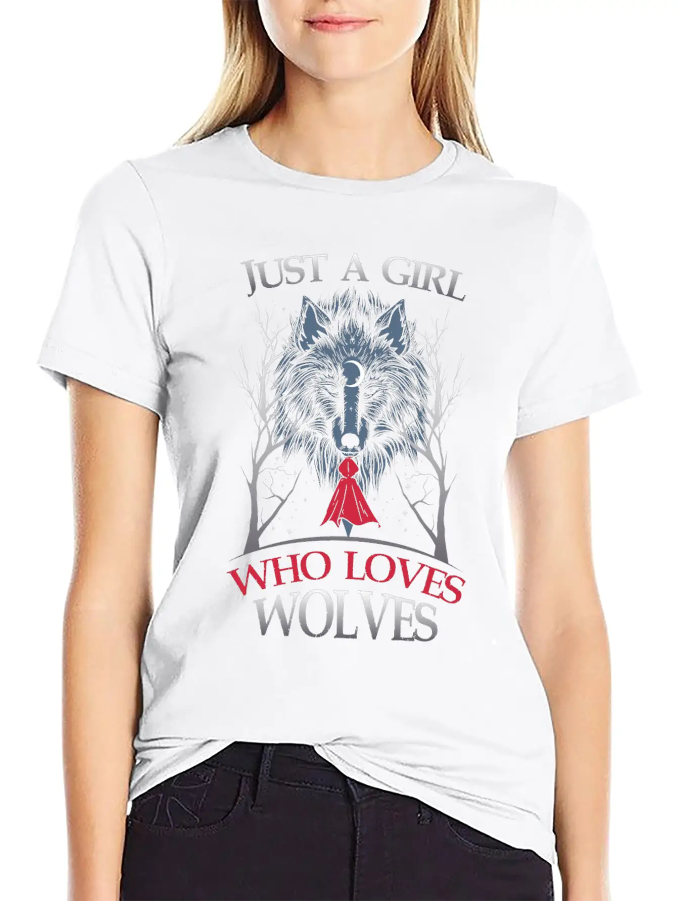 Just A Girl Who Loves Wolves Funny Wolf Gift Unisex Casual T-Shirt – Clean Design For Daily Comfort