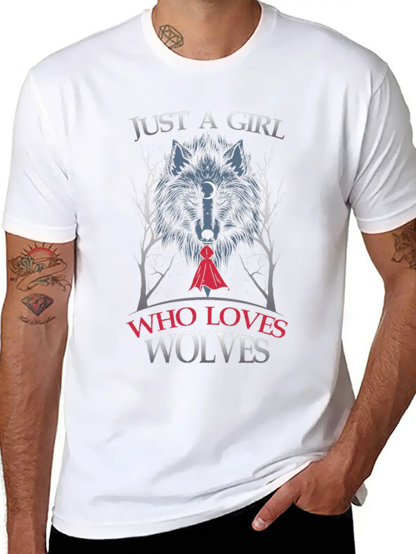 Just A Girl Who Loves Wolves Funny Wolf Gift Unisex Casual T-Shirt – Clean Design For Daily Comfort
