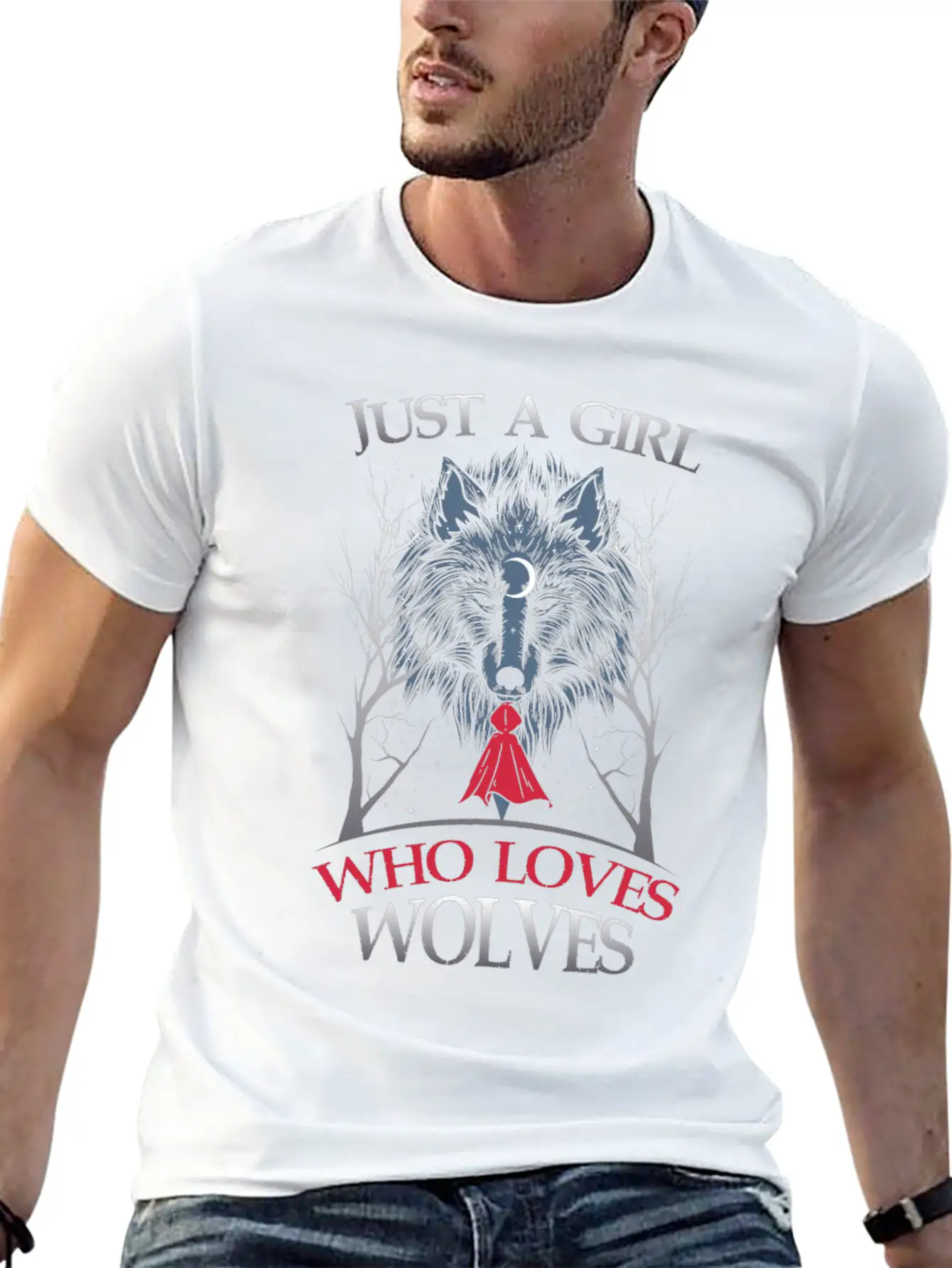 Just A Girl Who Loves Wolves Funny Wolf Gift Unisex Casual T-Shirt – Clean Design For Daily Comfort