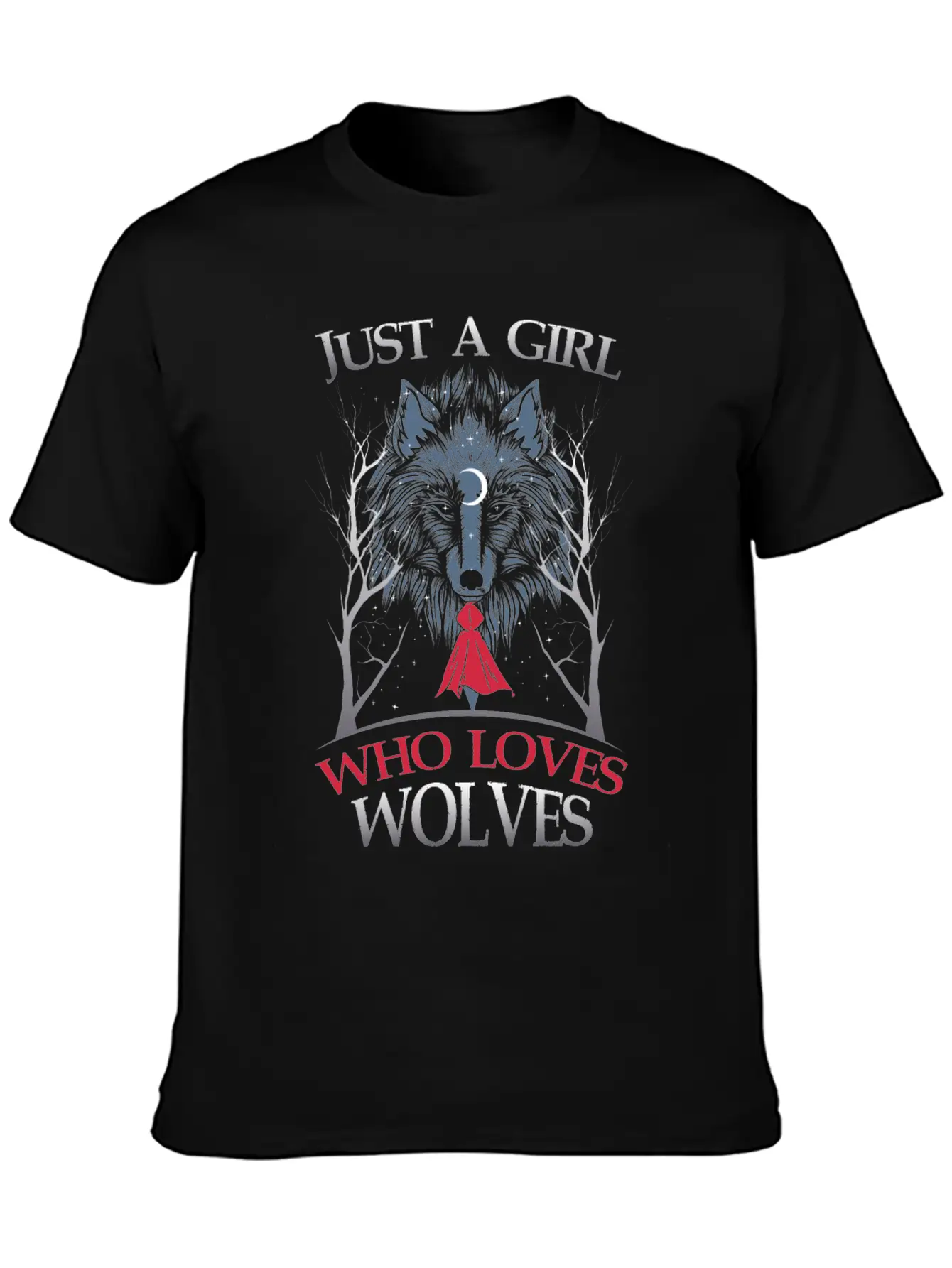 Just A Girl Who Loves Wolves Funny Wolf Gift Unisex Casual T-Shirt – Clean Design For Daily Comfort