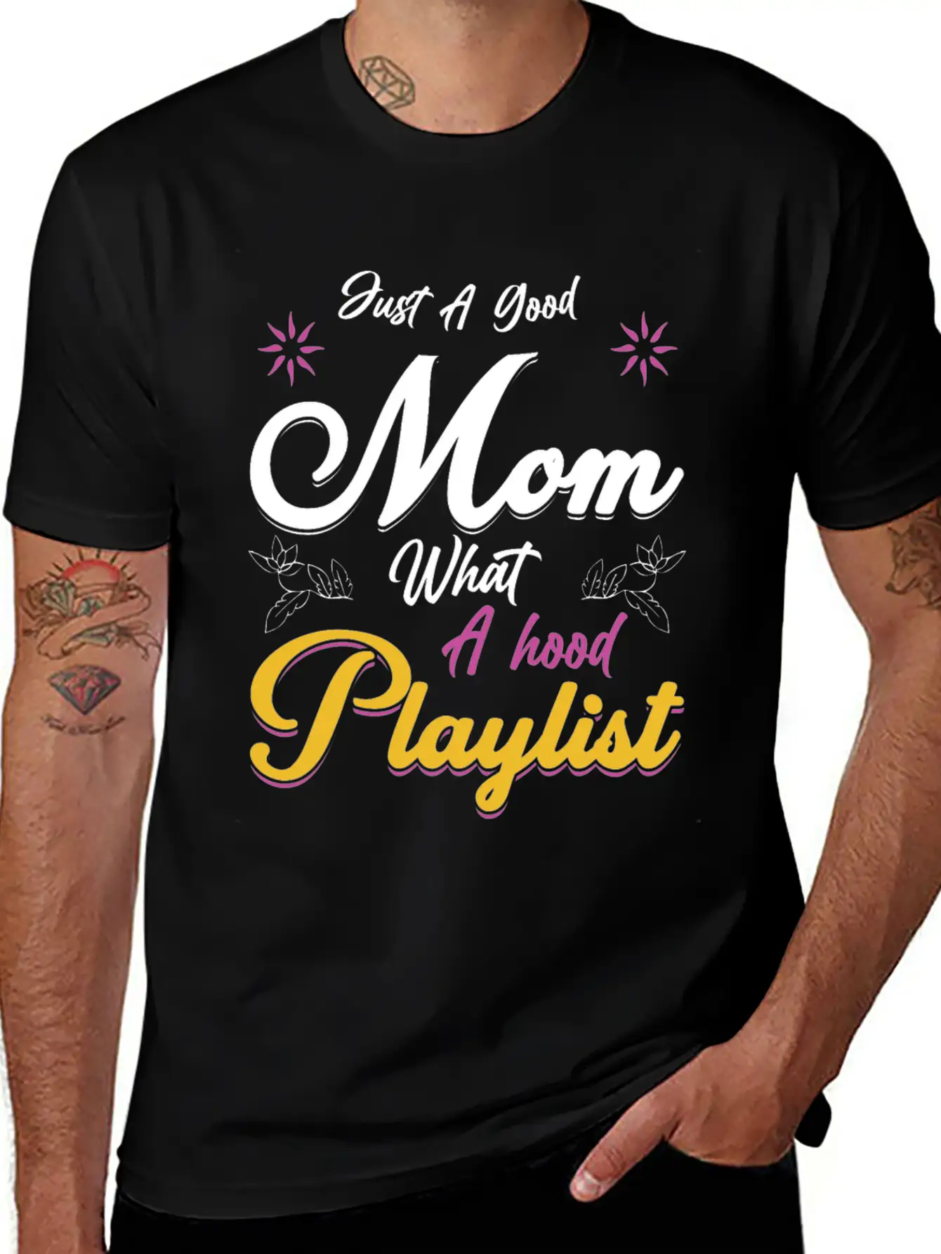 Just A Good Mom What A Hood Playlist Comfortable Minimalist Graphic Tee – Summer Style Essential