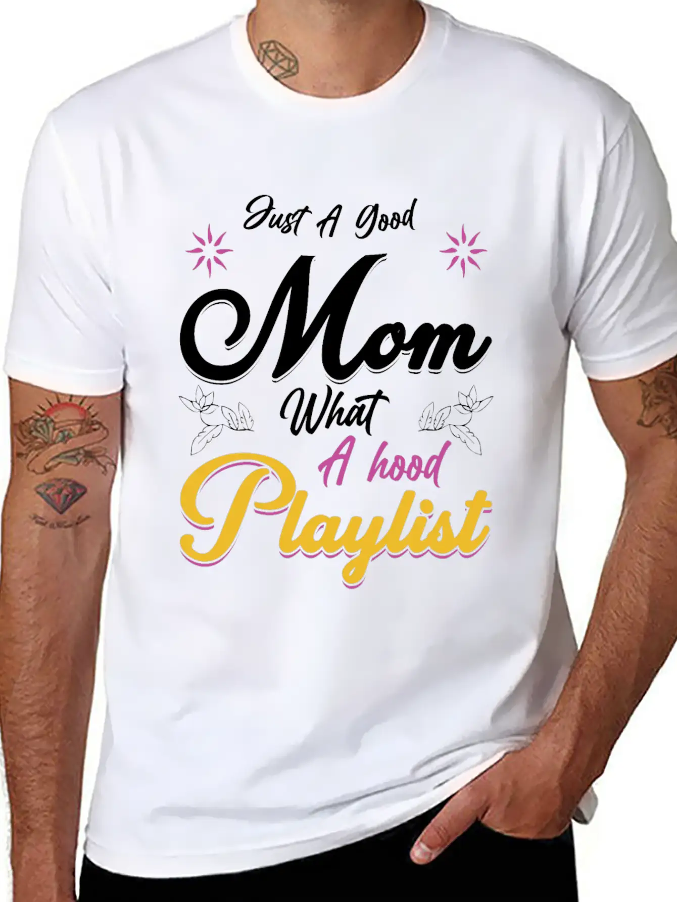 Just A Good Mom What A Hood Playlist Comfortable Minimalist Graphic Tee – Summer Style Essential