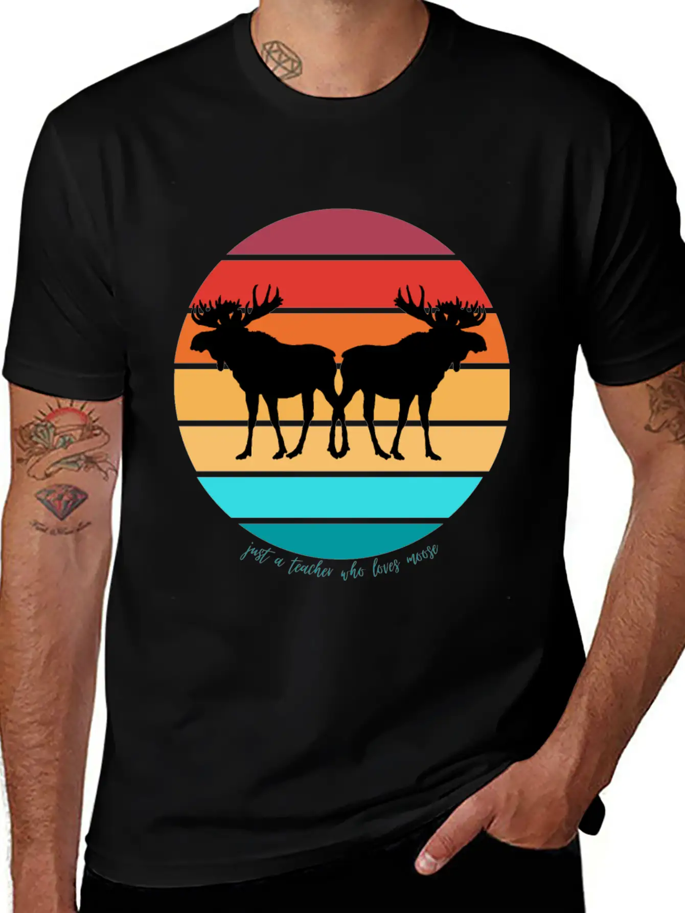 Just A Teacher Who Loves Moose Stylish Everyday T-Shirt – Unisex Basic Cotton Tee