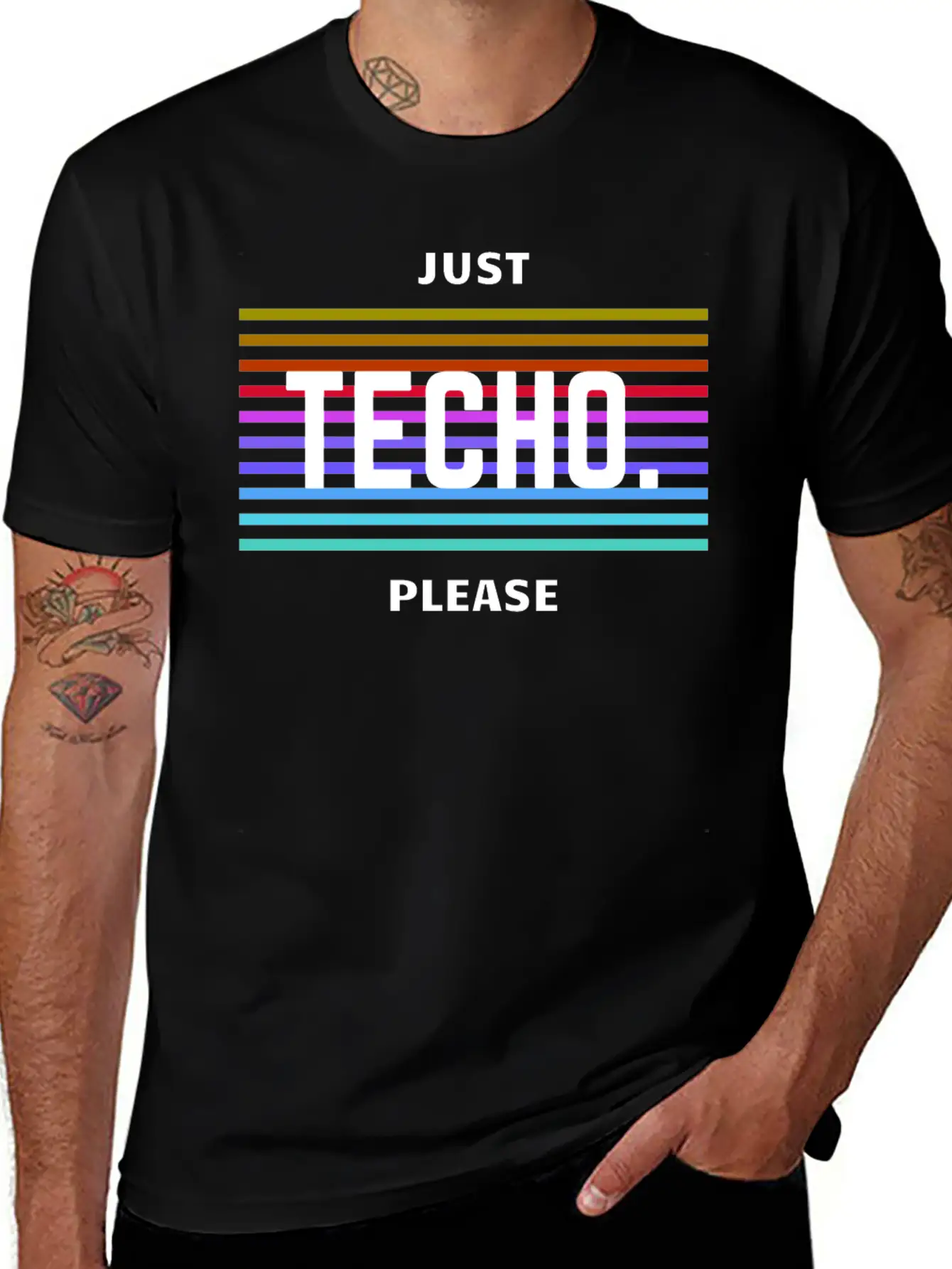 Just Techno Please Basic Graphic T-Shirt – Daily Comfort In Soft Cotton