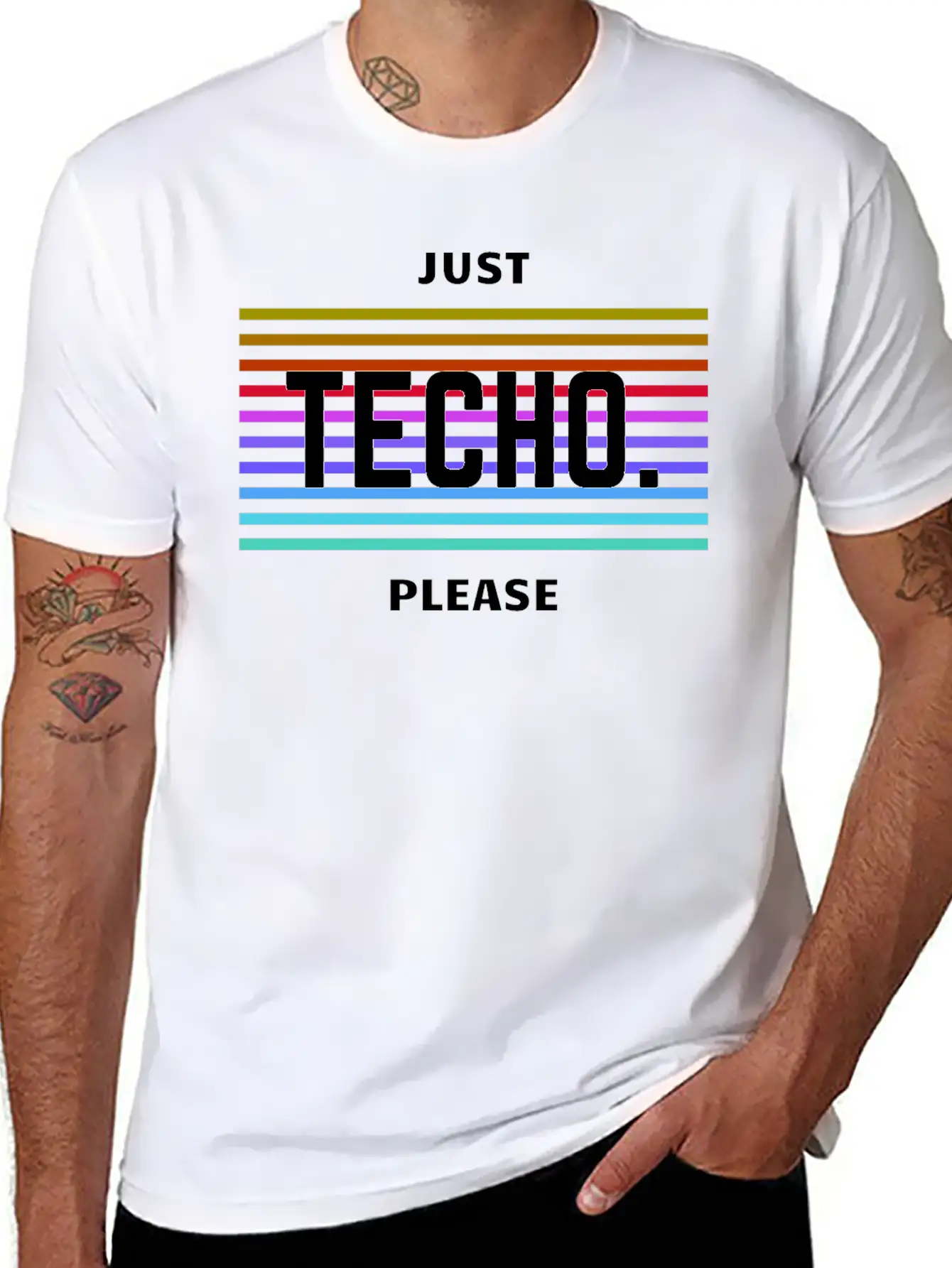 Just Techno Please Basic Graphic T-Shirt – Daily Comfort In Soft Cotton