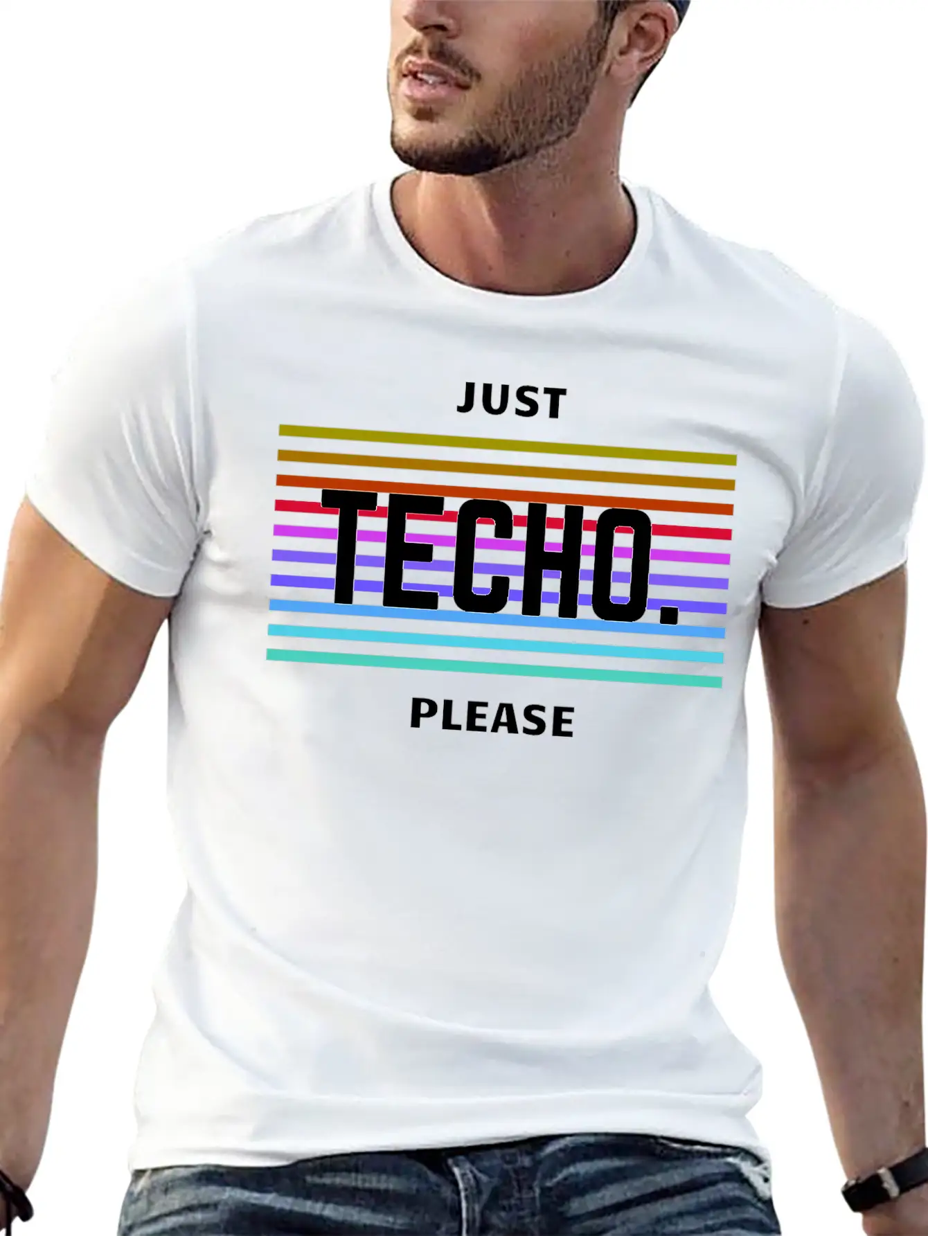 Just Techno Please Basic Graphic T-Shirt – Daily Comfort In Soft Cotton
