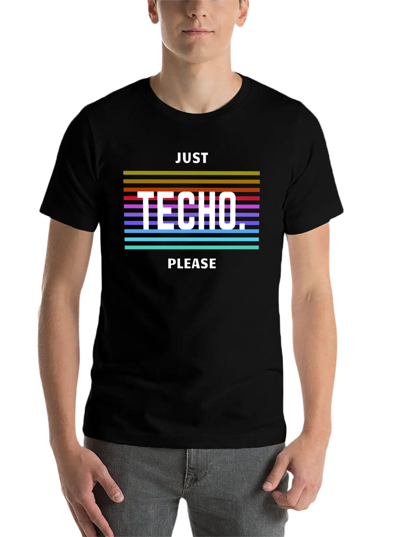 Just Techno Please Basic Graphic T-Shirt – Daily Comfort In Soft Cotton