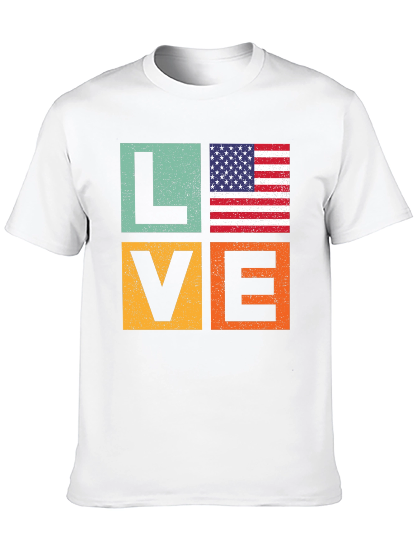 Patriotic LOVE T-Shirt - USA Flag Graphic Tee