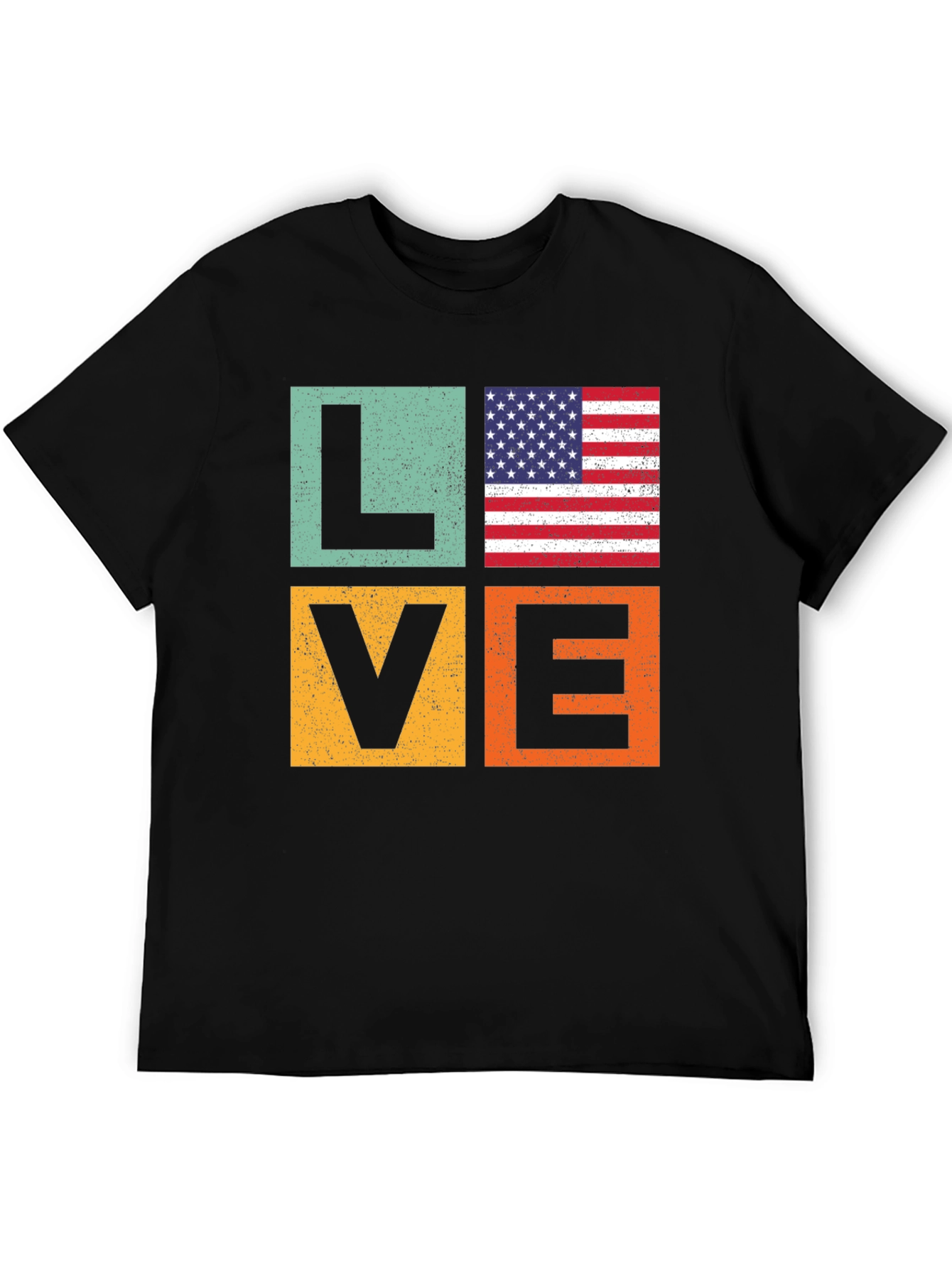 Patriotic LOVE T-Shirt - USA Flag Graphic Tee