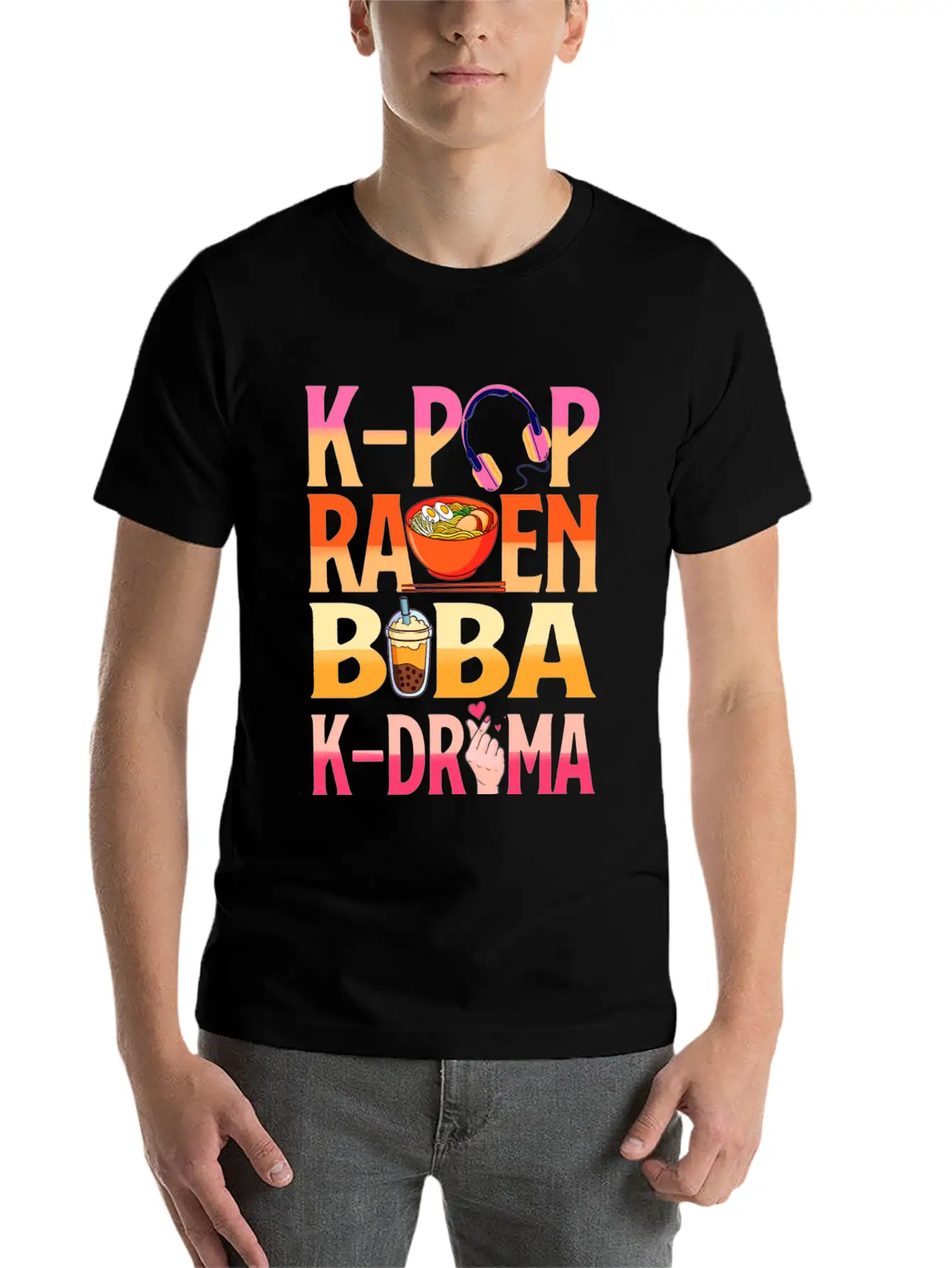 K-pop Ramen Baba K-drama Unisex Short Sleeve Soft Cotton T-Shirt – Casual Everyday Wear