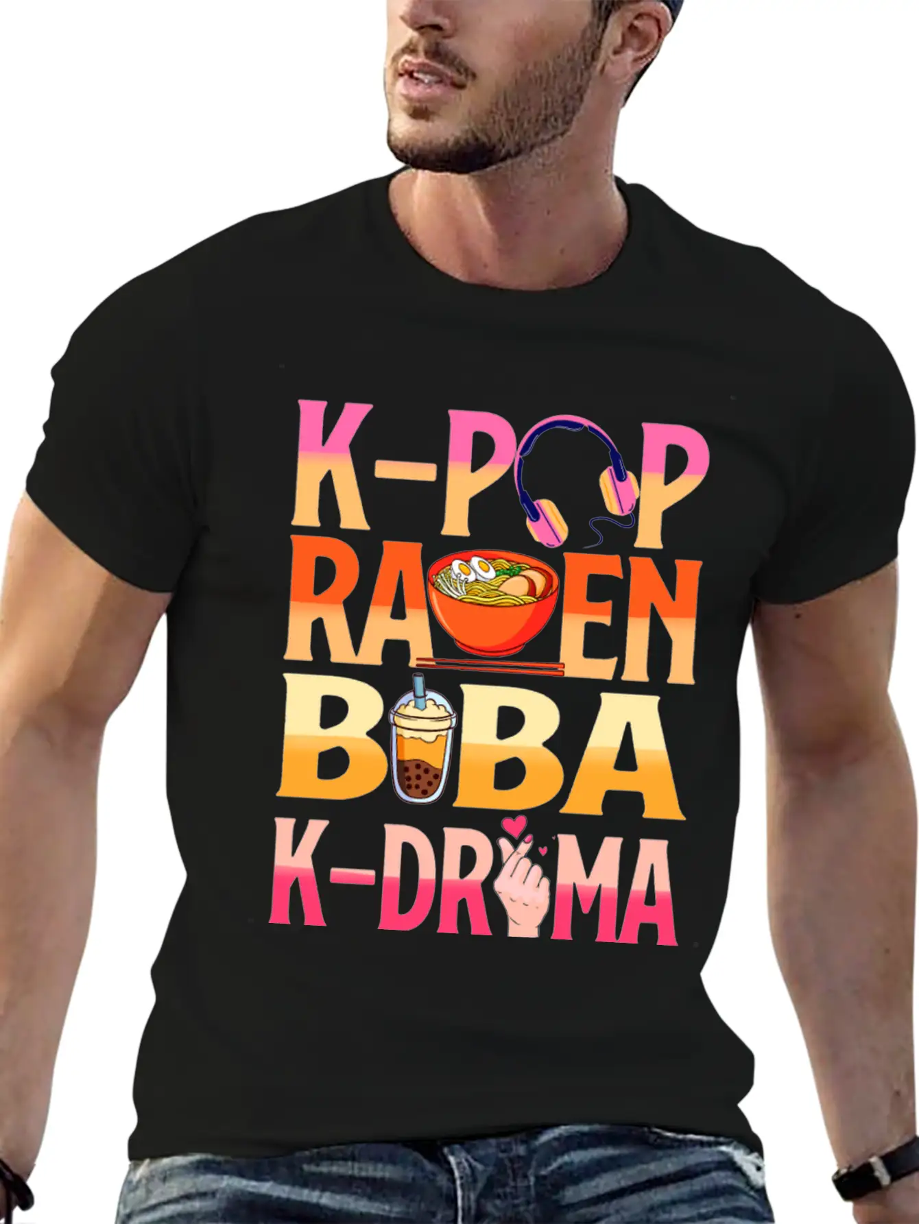 K-pop Ramen Baba K-drama Unisex Short Sleeve Soft Cotton T-Shirt – Casual Everyday Wear