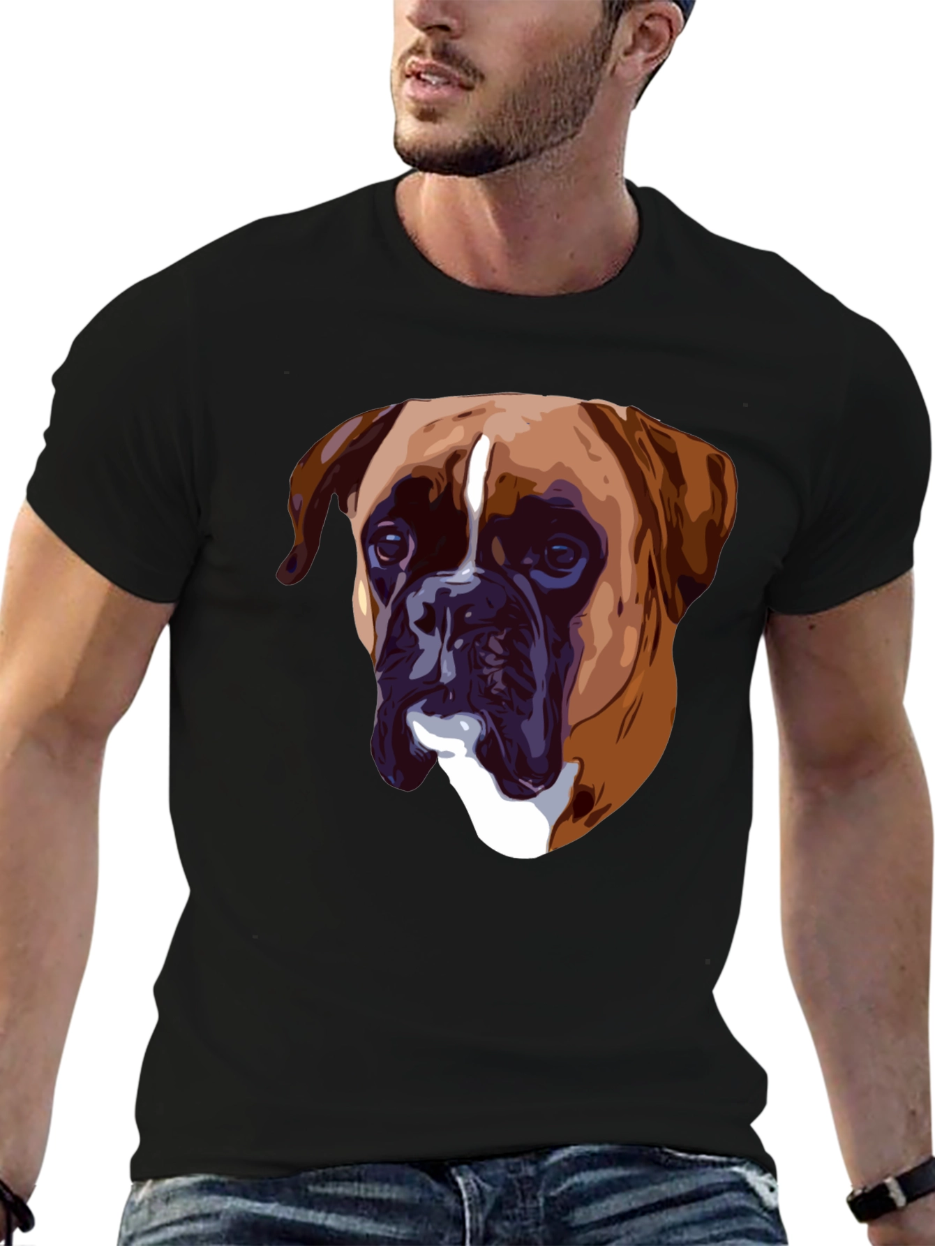 Boxer Dog Graphic T-Shirt - Classic Crew Neck Tee