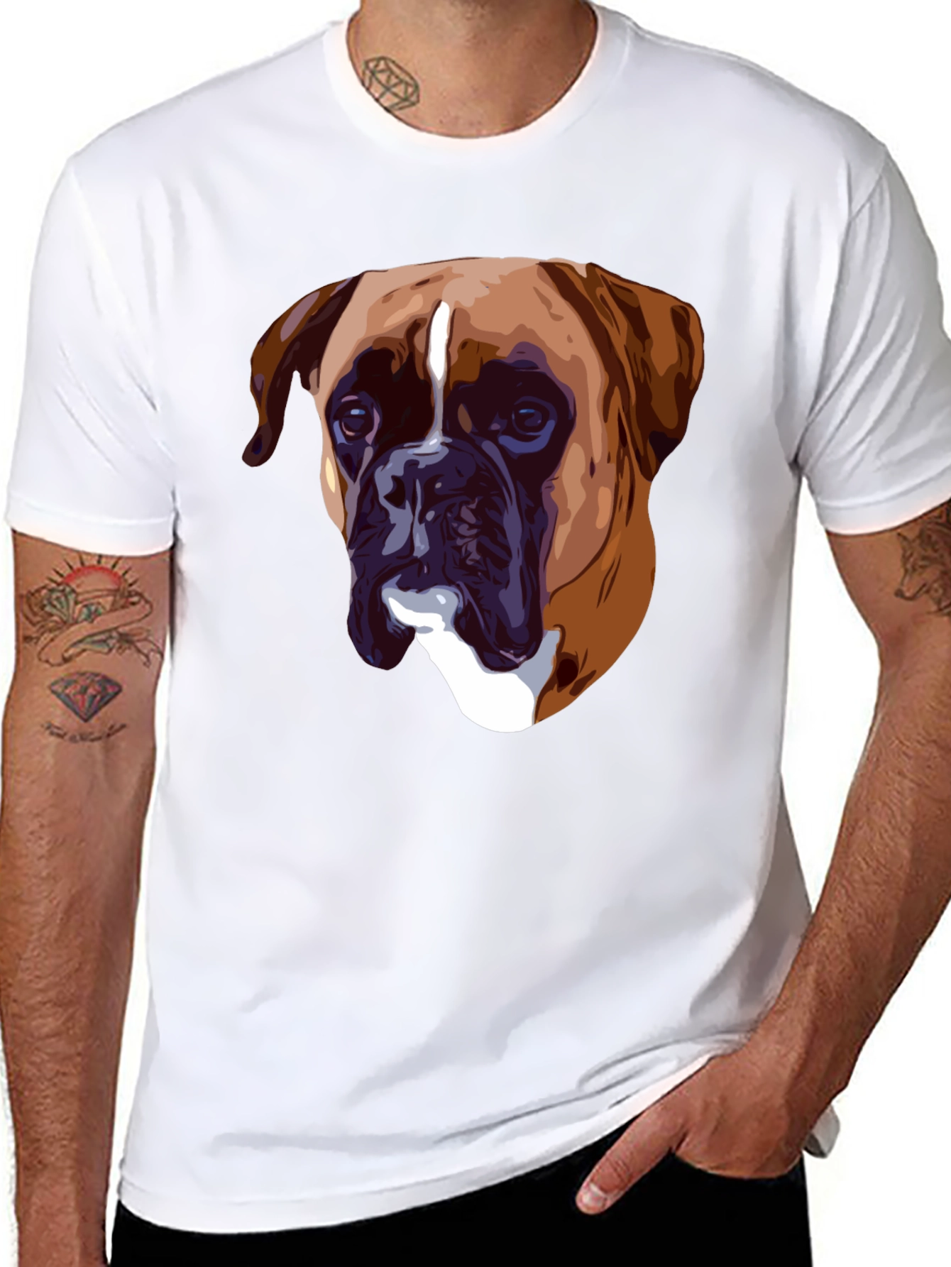 Boxer Dog Graphic T-Shirt - Classic Crew Neck Tee