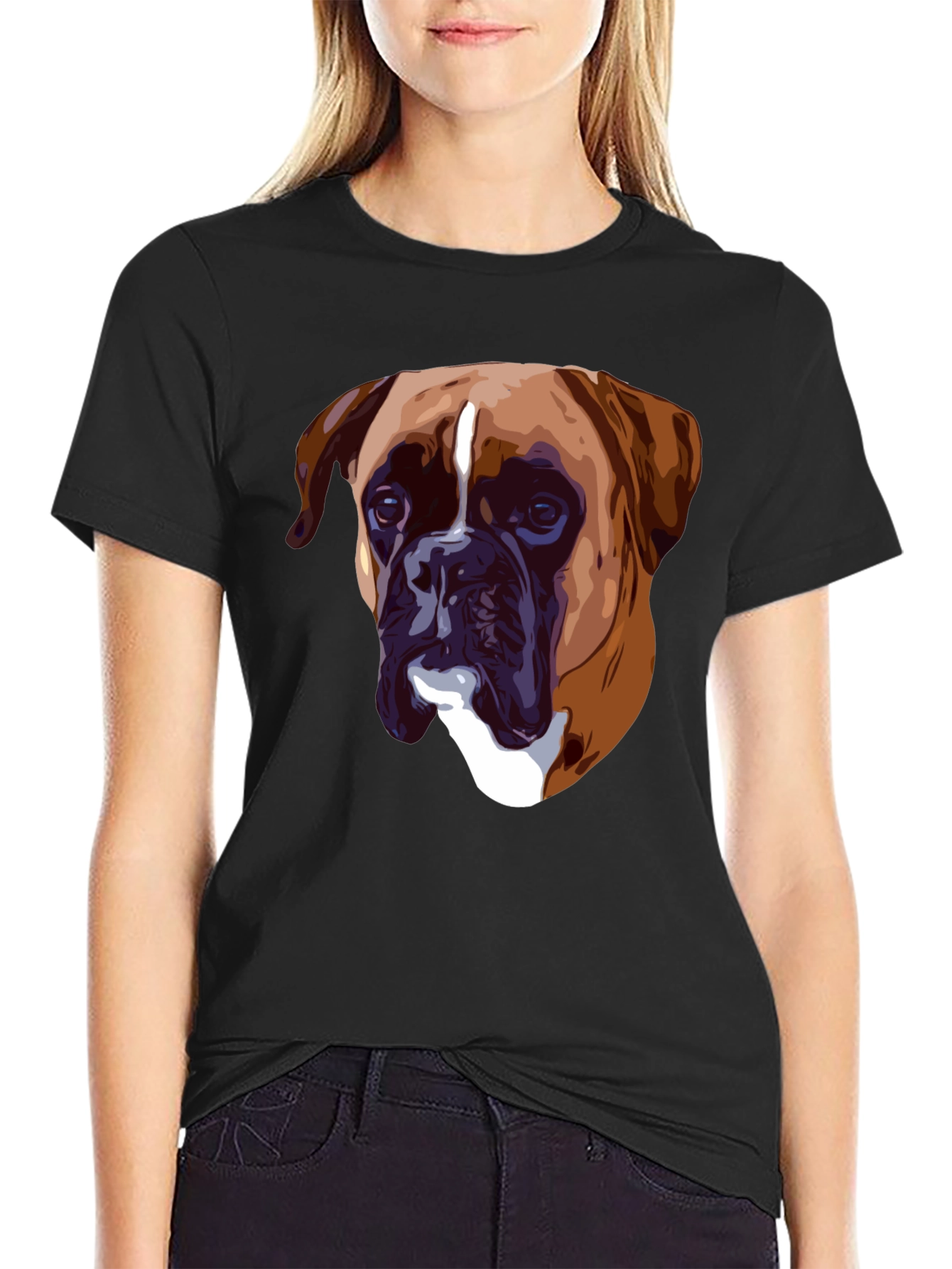 Boxer Dog Graphic T-Shirt - Classic Crew Neck Tee