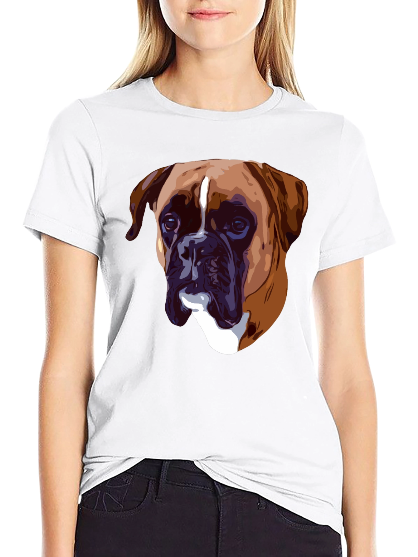 Boxer Dog Graphic T-Shirt - Classic Crew Neck Tee