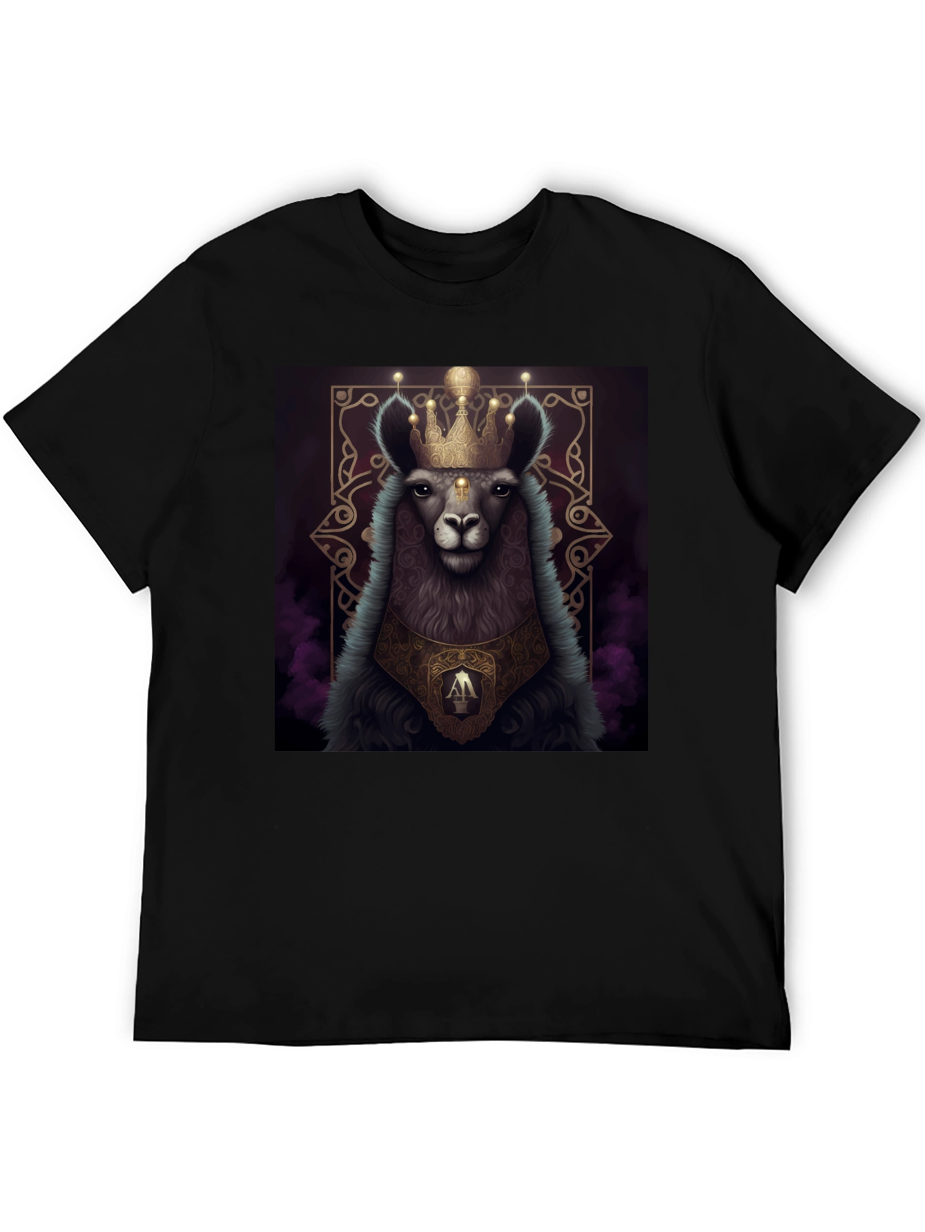 Royal Llama Graphic Tee - Unisex Black T-Shirt