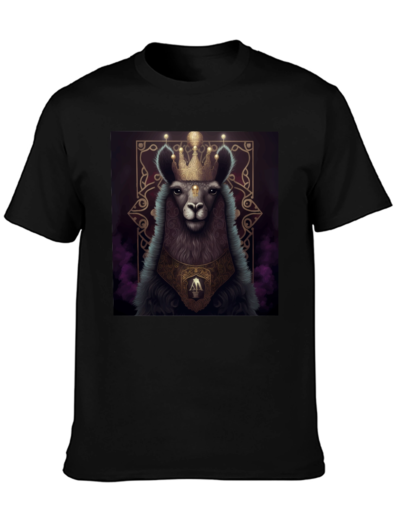 Royal Llama Graphic Tee - Unisex Black T-Shirt