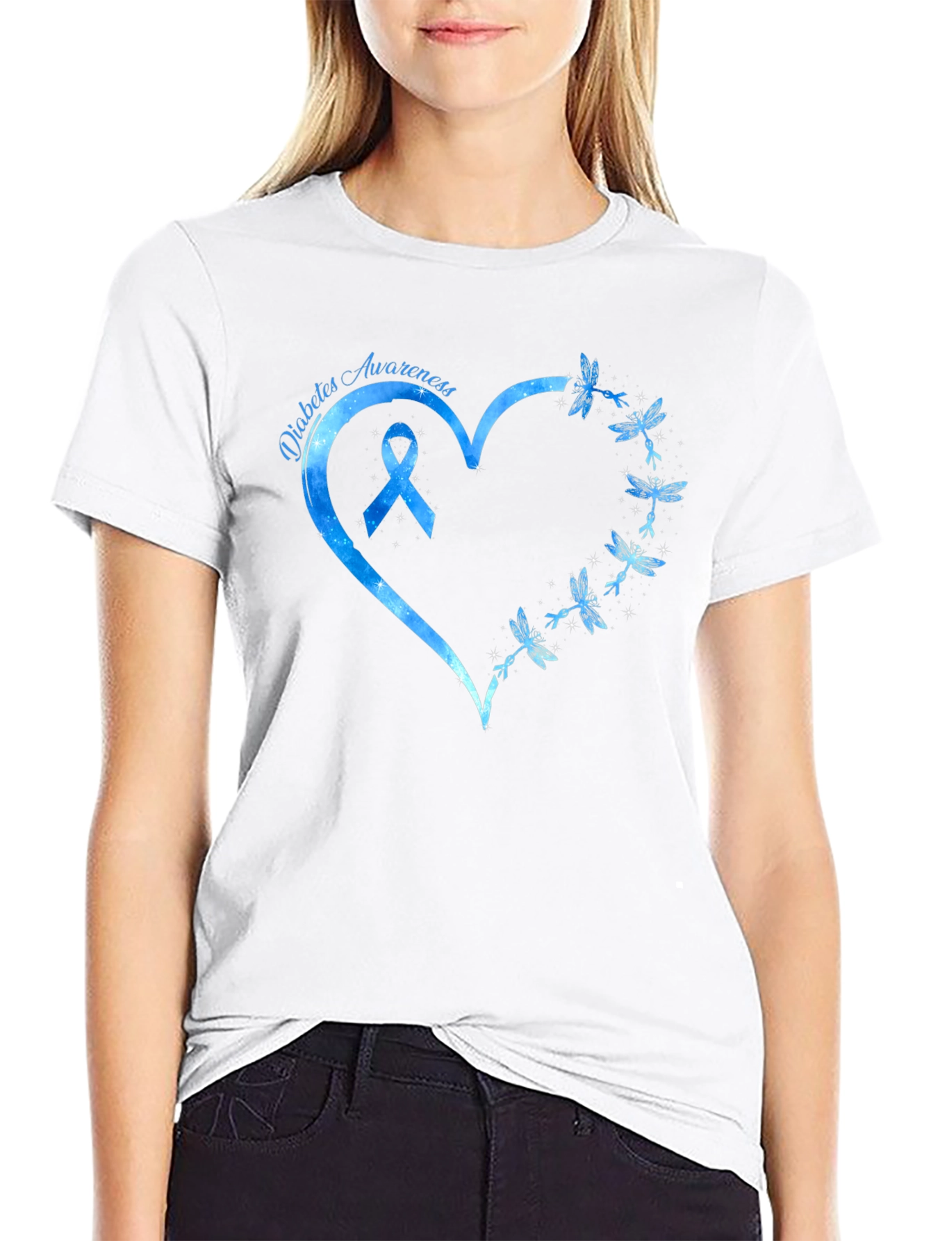 Diabetes Awareness Dragonfly Heart T-Shirt