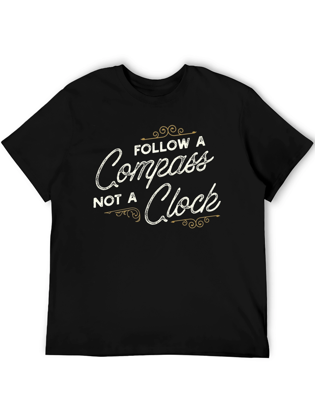 Follow a Compass Not a Clock T-Shirt - Black