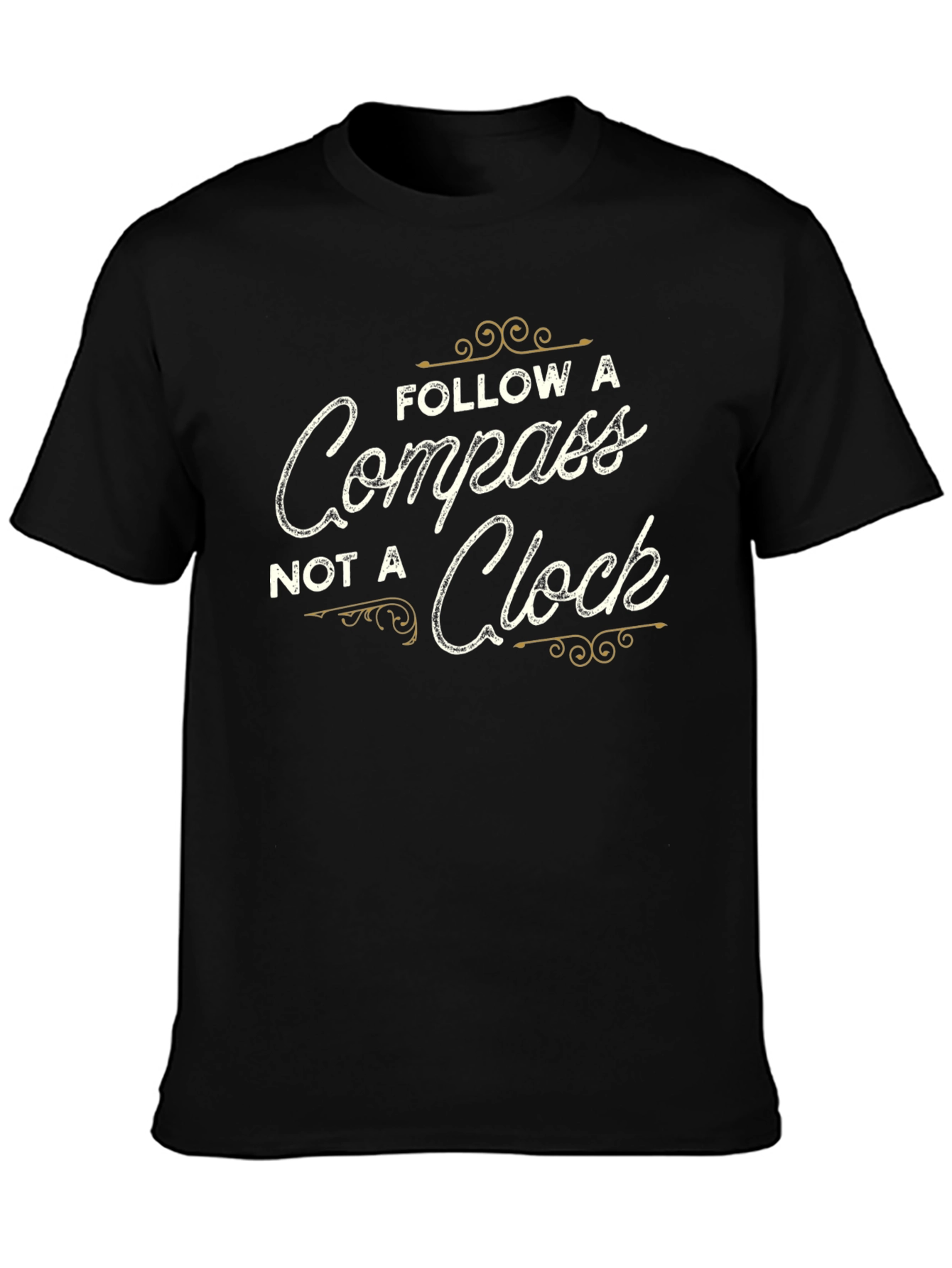 Follow a Compass Not a Clock T-Shirt - Black