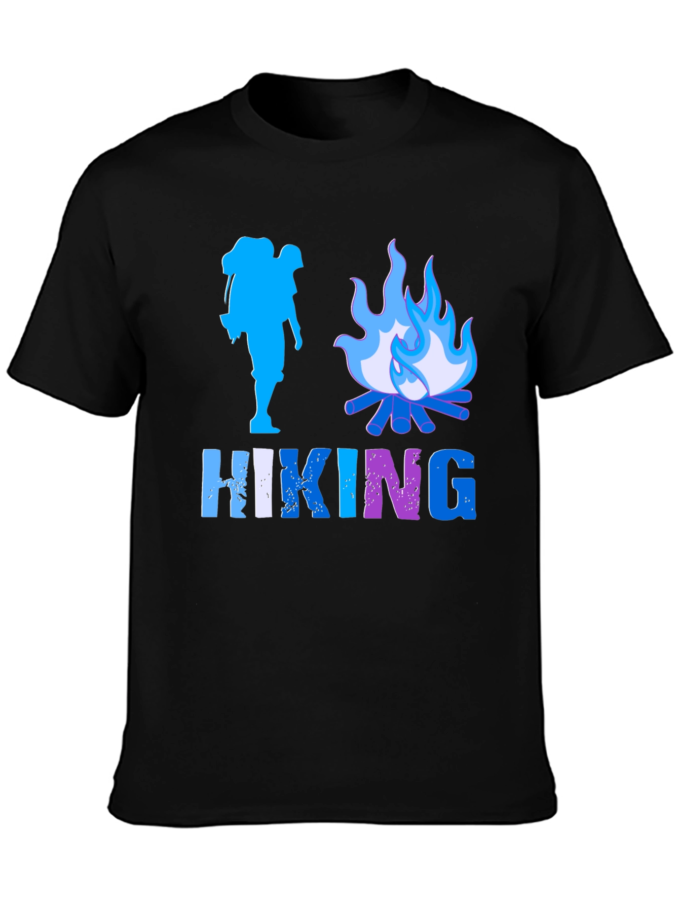 Hiking Adventure Graphic Tee - Black Cotton Shirt