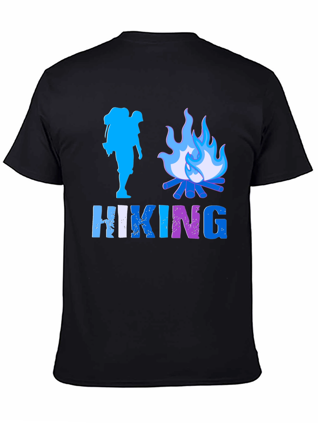 Hiking Adventure Graphic Tee - Black Cotton Shirt