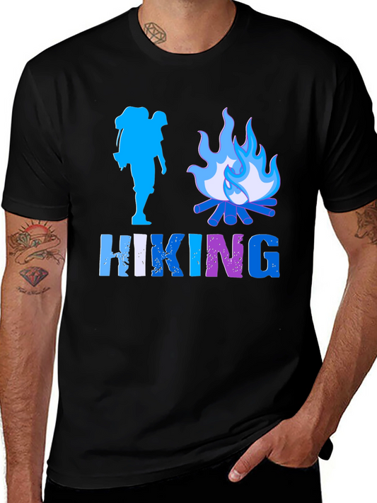 Hiking Adventure Graphic Tee - Black Cotton Shirt