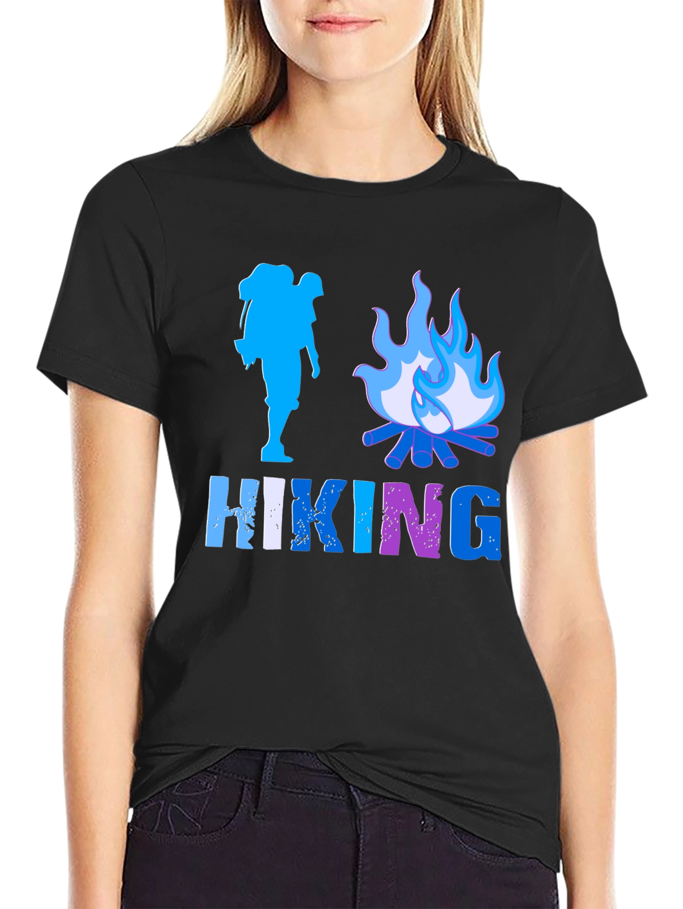 Hiking Adventure Graphic Tee - Black Cotton Shirt