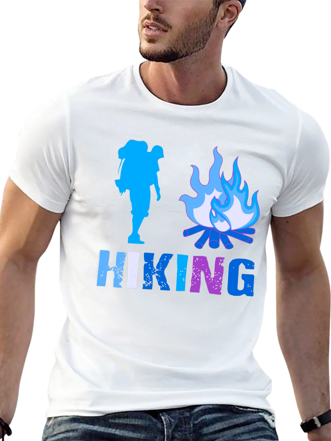 Hiking Adventure Graphic Tee - Black Cotton Shirt