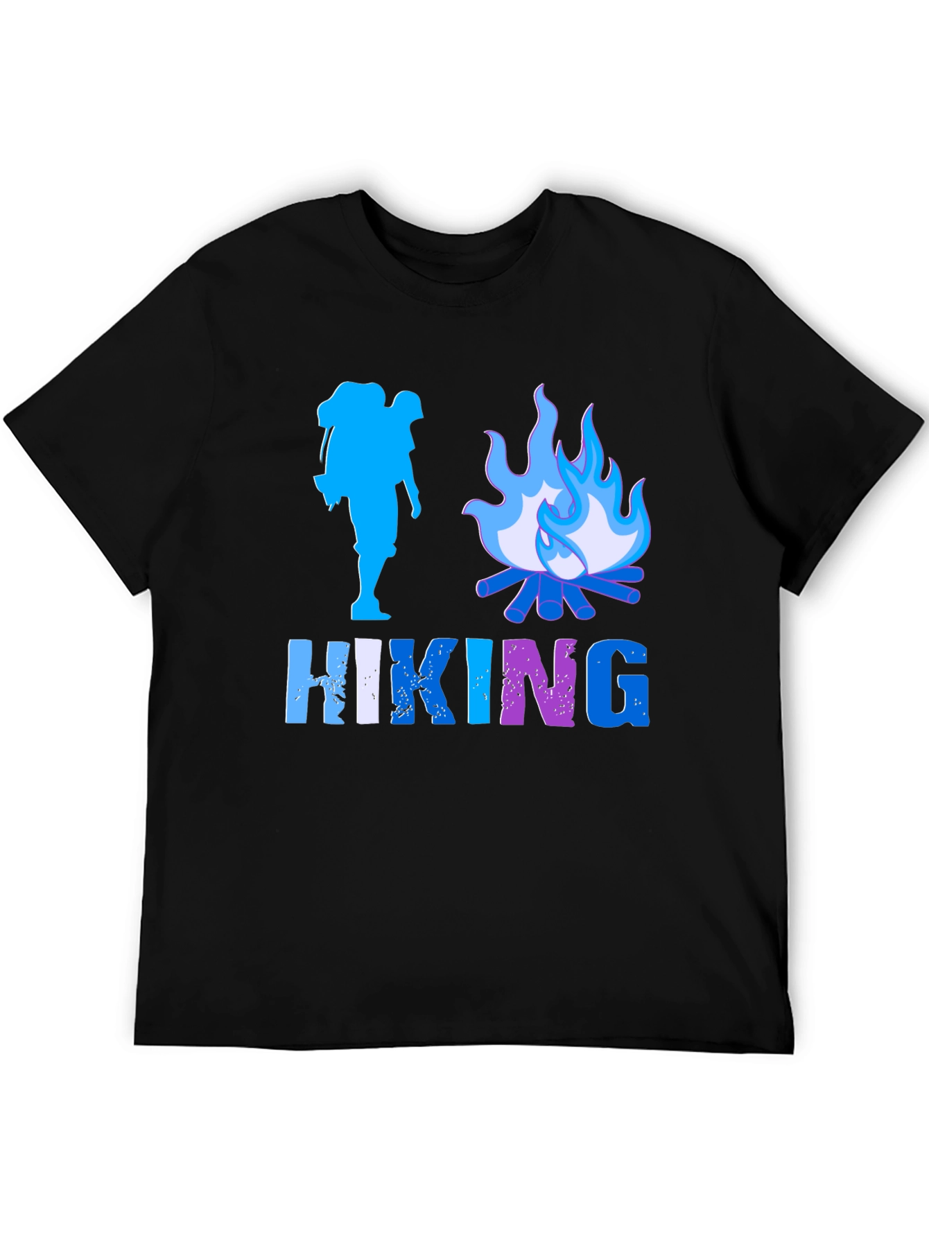 Hiking Adventure Graphic Tee - Black Cotton Shirt
