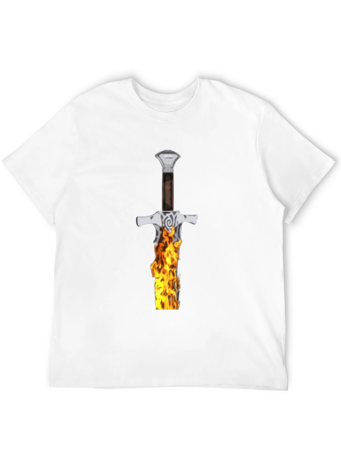 Flaming Sword Graphic Tee - Black Cotton T-Shirt