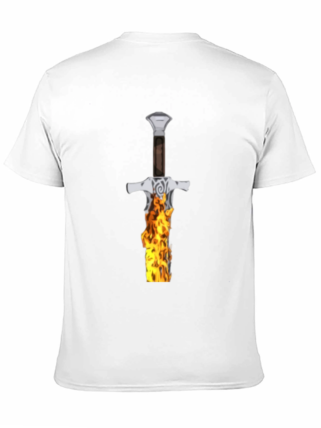 Flaming Sword Graphic Tee - Black Cotton T-Shirt