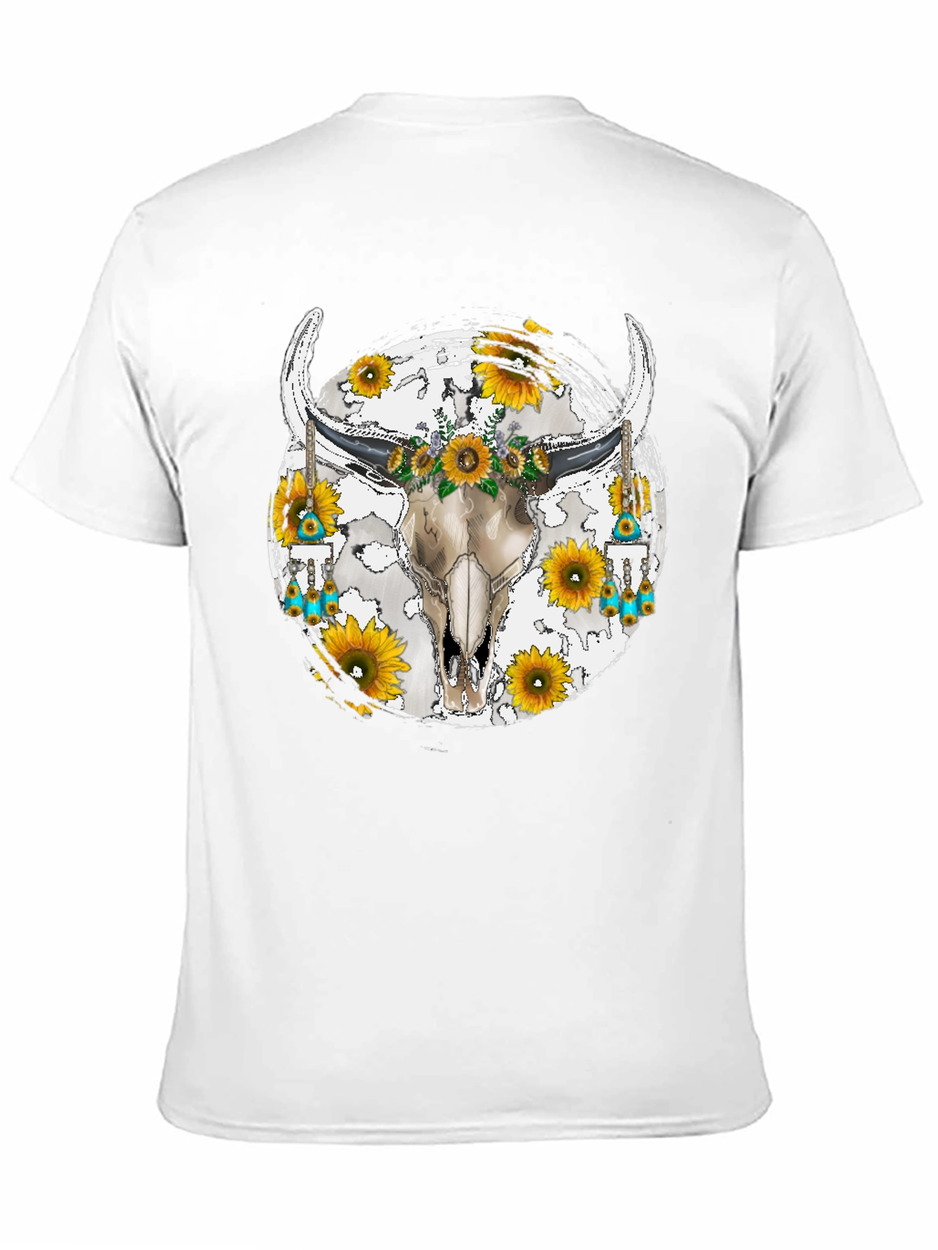 Bull Skull Sunflower Graphic Tee
