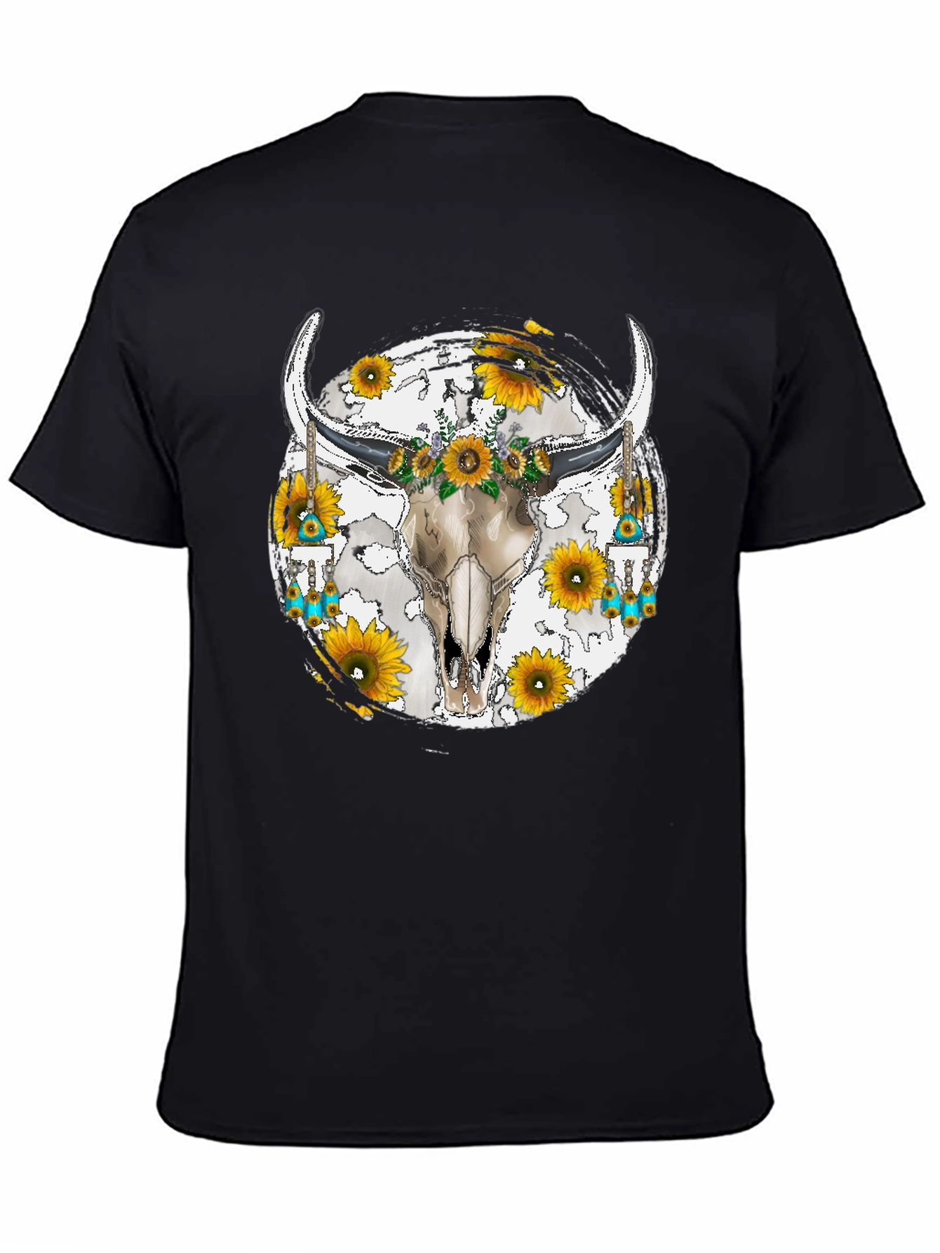 Bull Skull Sunflower Graphic Tee