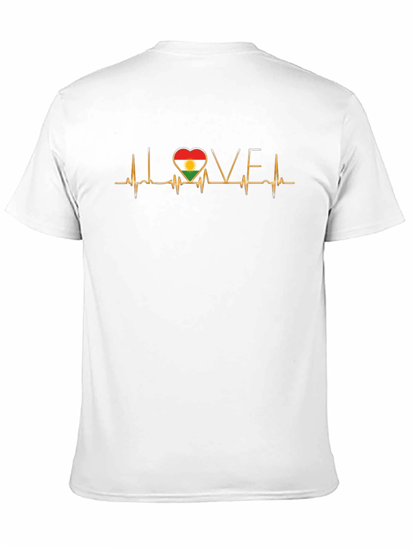 Kurdistan Love Heartbeat T-Shirt - Black Crew Neck