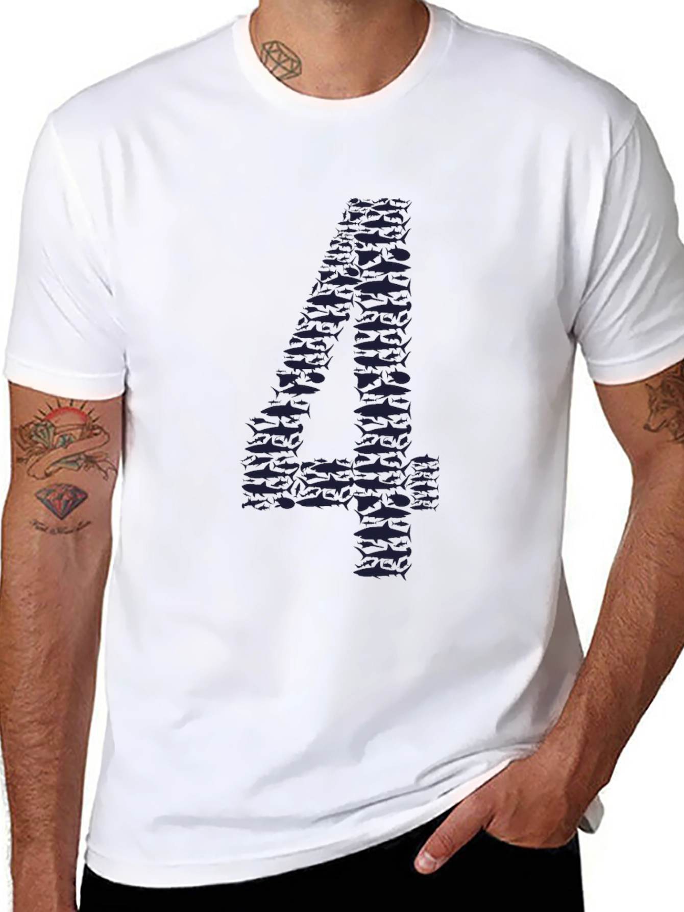 Shark Number 4 Black T-Shirt