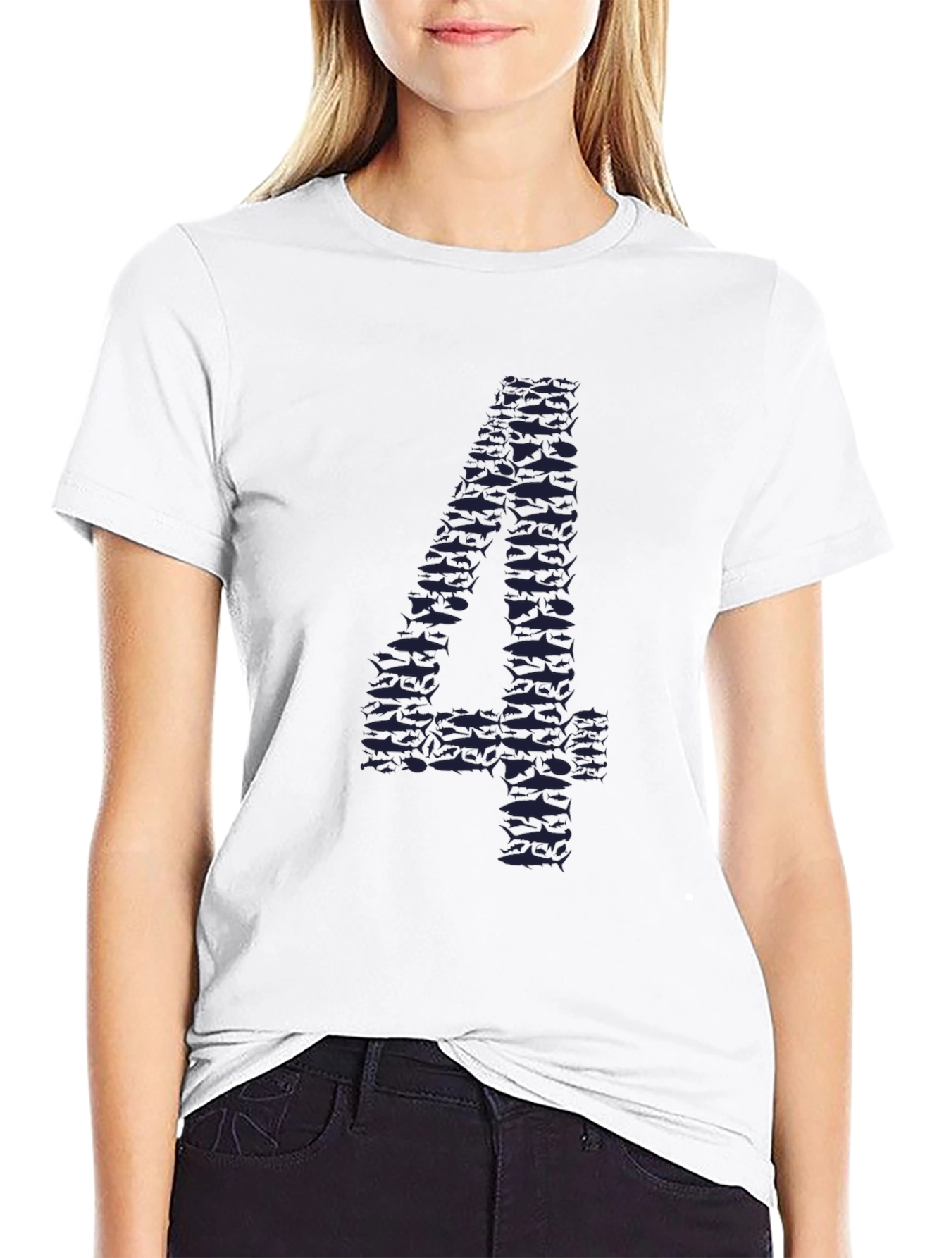 Shark Number 4 Black T-Shirt